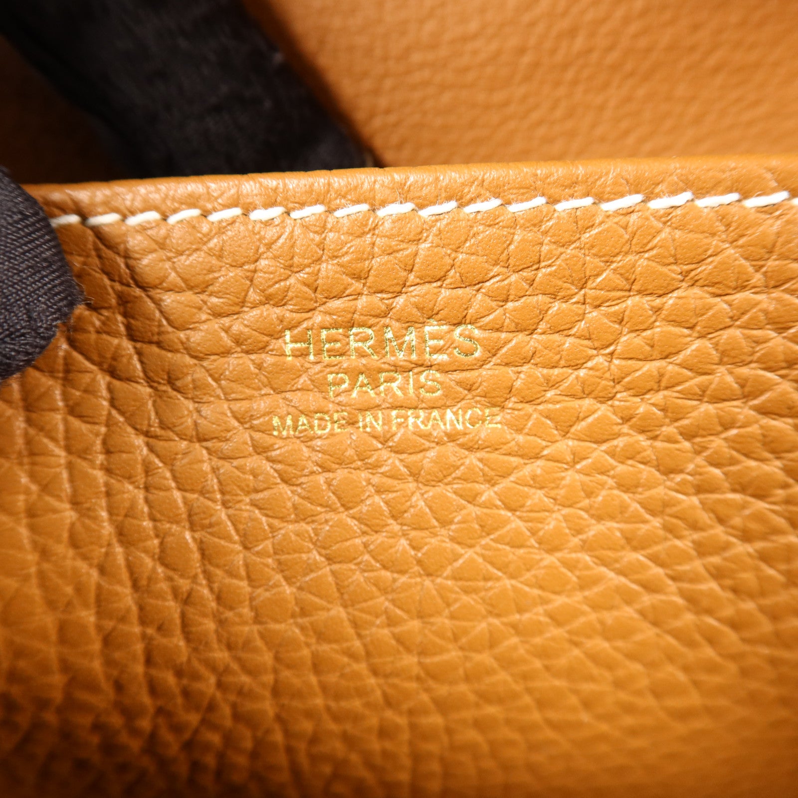 HERMES Clemence皮革Halzan 25金扣手挽肩背兩用袋Gold