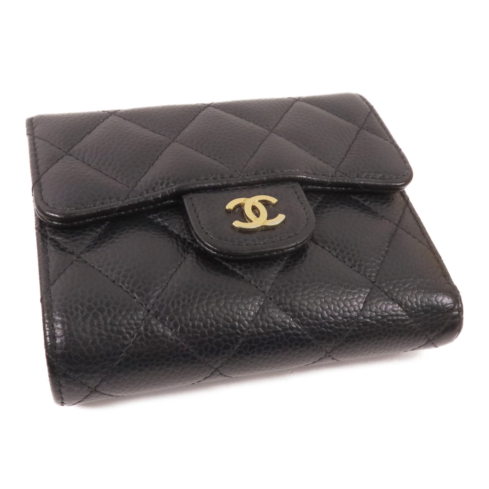CHANEL 牛皮皮革Small Flap Wallet金扣短錢包