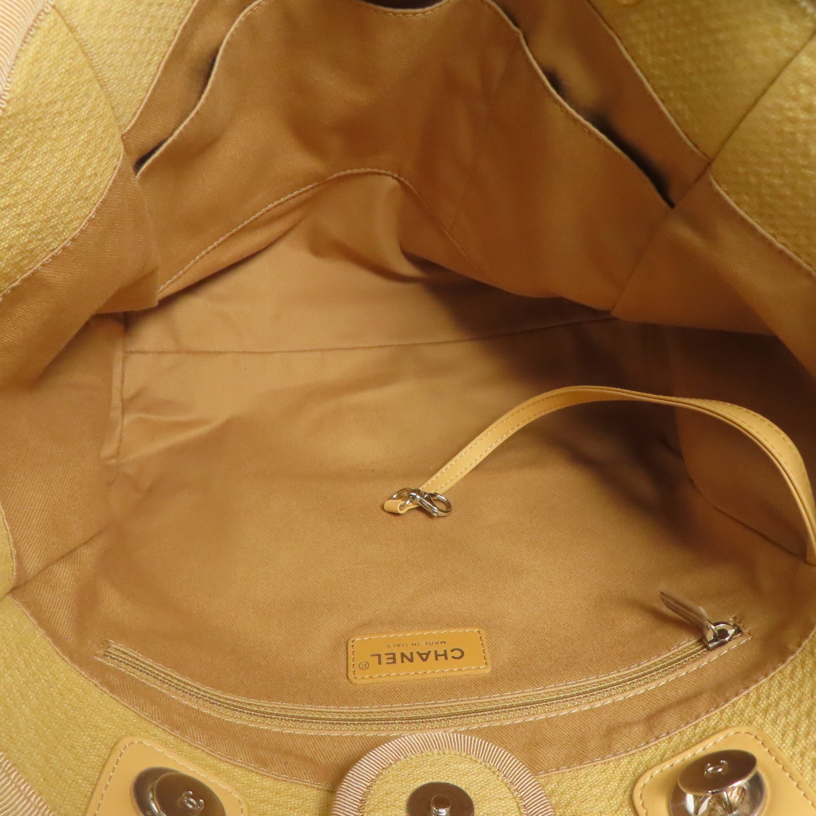 CHANEL 帆布Deauville銀扣鏈帶肩背袋