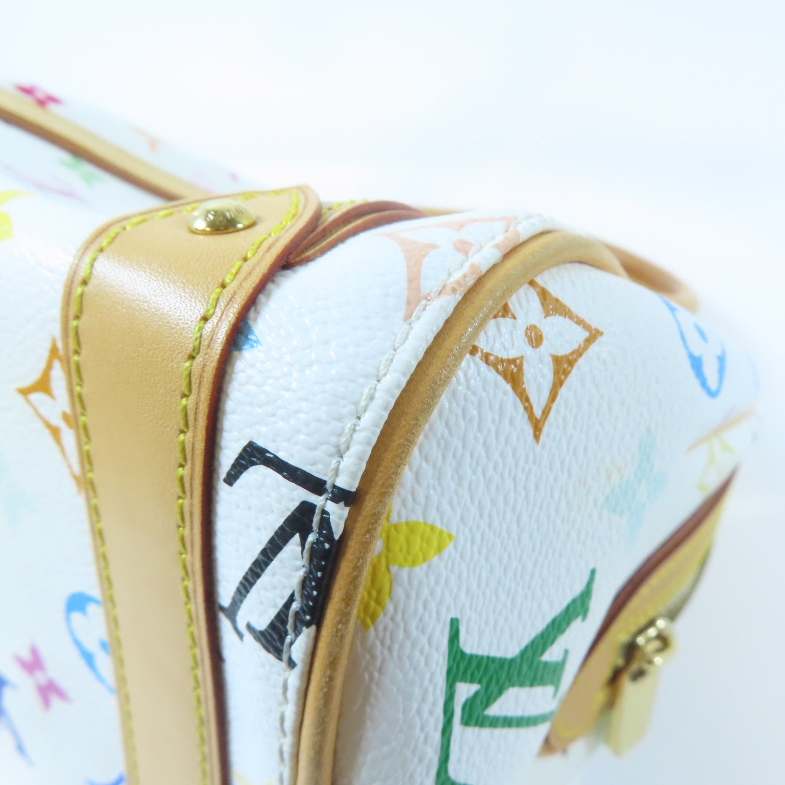 LOUIS VUITTON Monogram Multicolore Priscilla金扣手挽袋白色/彩色