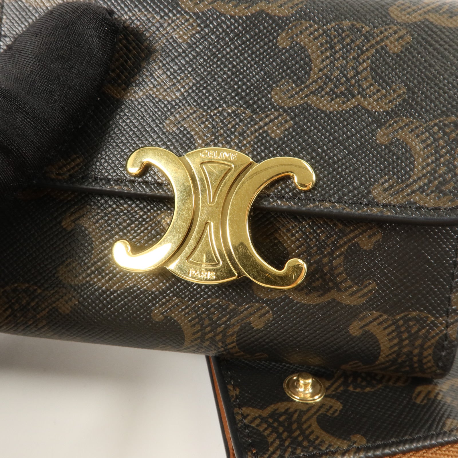 CELINE 塗層帆布Compact Wallet With Coin Triomphe錢包