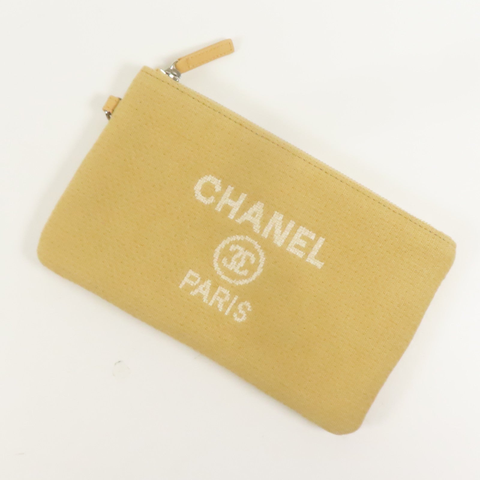 CHANEL 帆布Deauville銀扣鏈帶肩背袋
