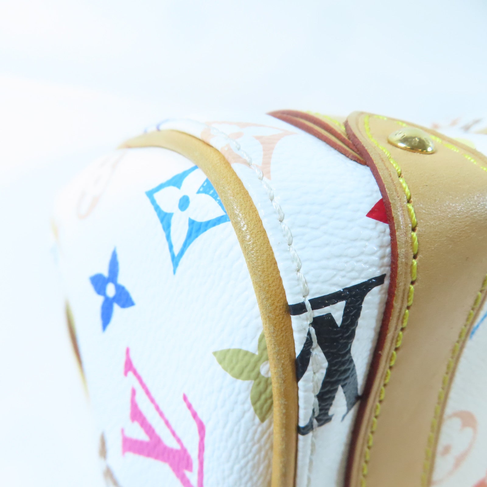 LOUIS VUITTON Monogram Multicolore Priscilla金扣手挽袋白色/彩色