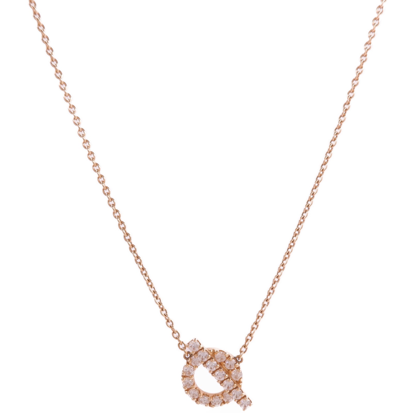 HERMES 18K玫瑰金Finesse Pendant鑽石項鍊