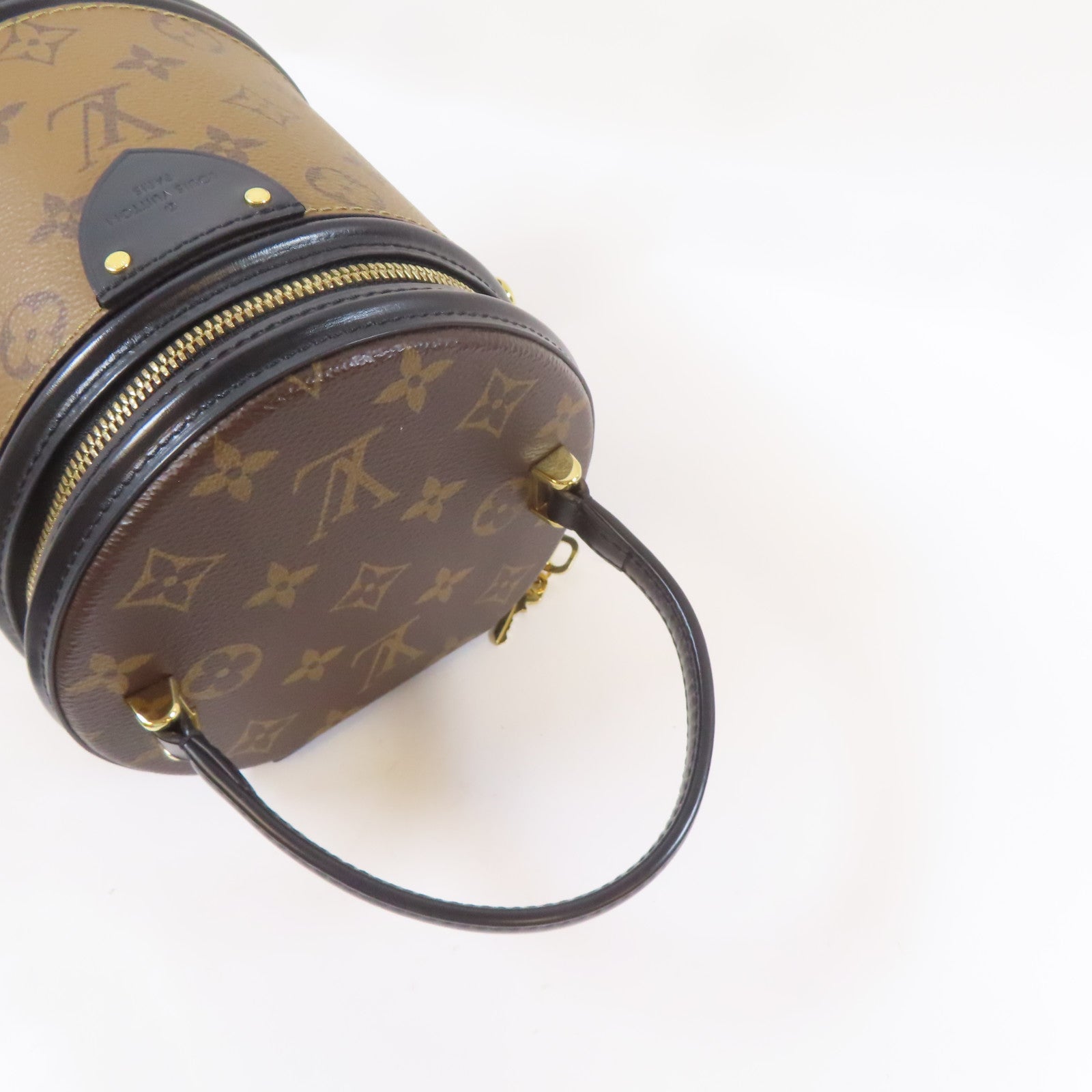 LOUIS VUITTON Monogram Reverse Cannes金扣手挽肩背兩用袋啡色