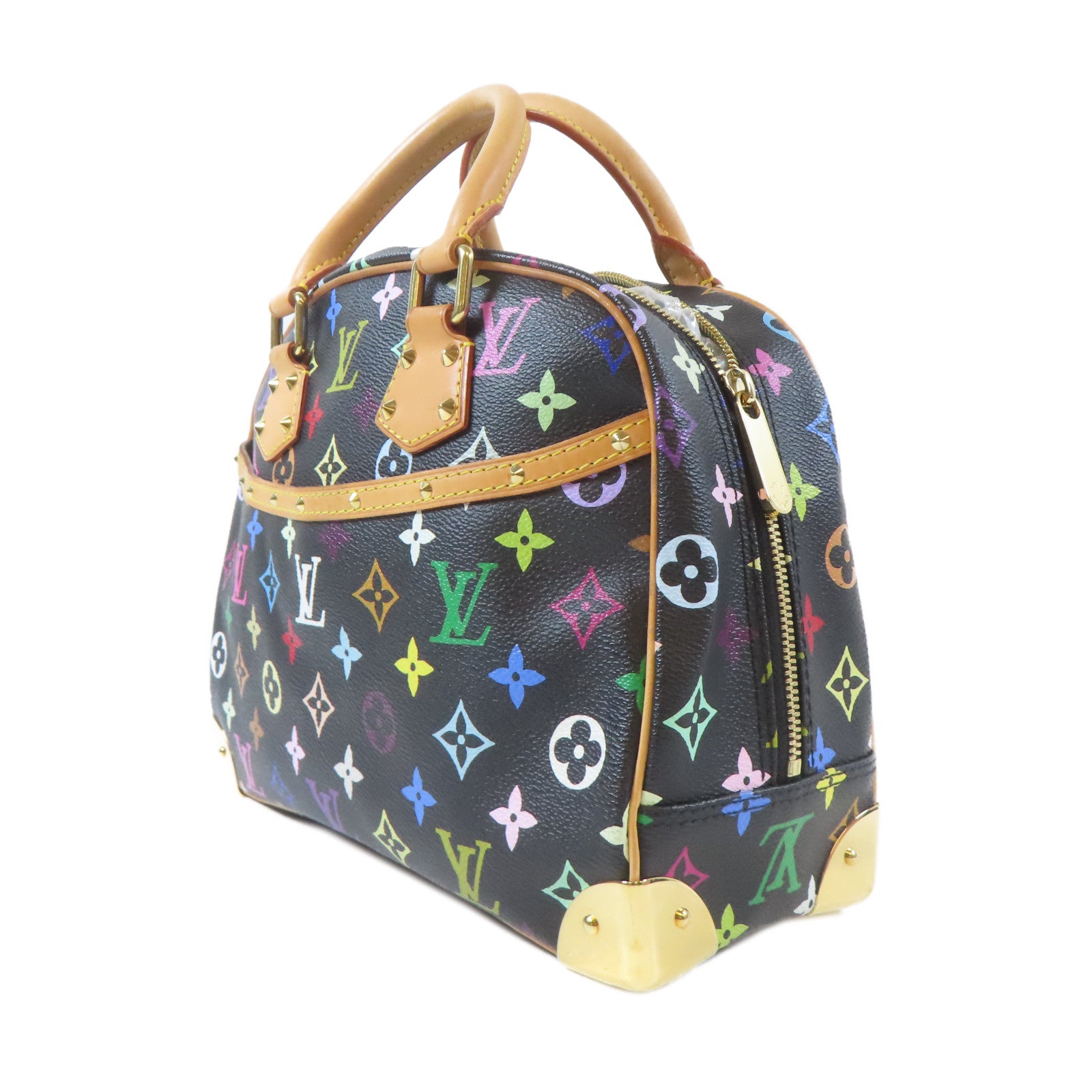 LOUIS VUITTON Monogram Multicolore Trouville金扣手挽袋黑色/彩色