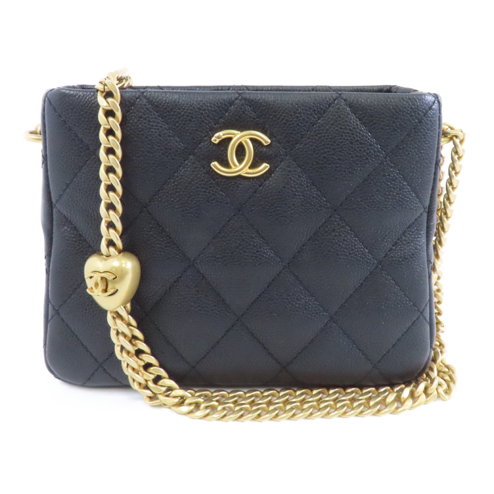 CHANEL 【激減優惠】菱格Caviar皮革Chain Shoulder Bag金扣鏈帶肩背袋黑色