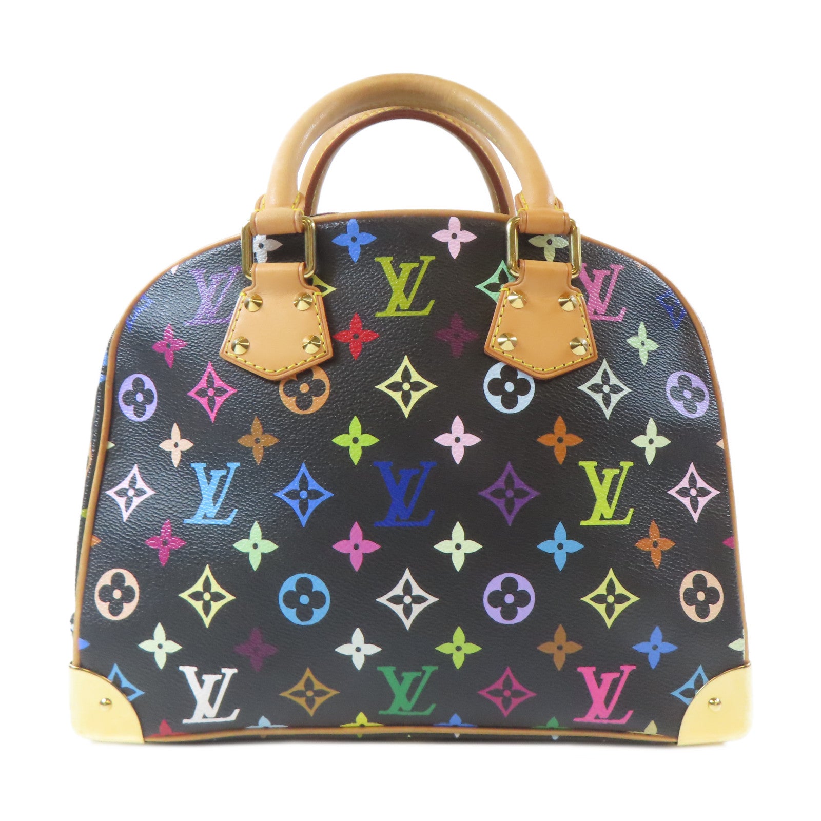 LOUIS VUITTON Monogram Multicolore Trouville金扣手挽袋黑色/彩色