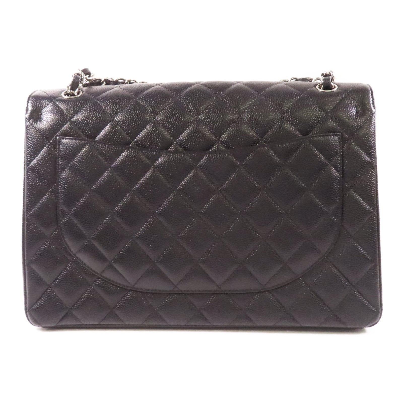 CHANEL 牛皮皮革Maxi Classic銀扣鏈帶肩背袋