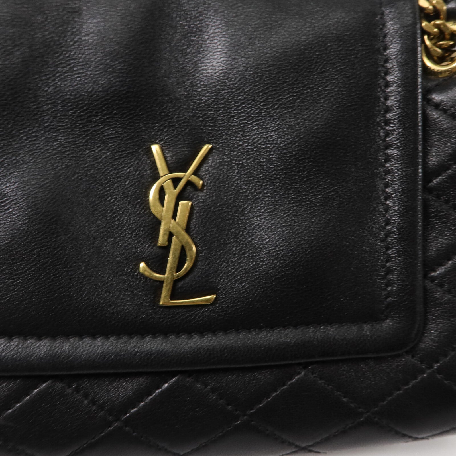 SAINT LAURENT 羊皮皮革Mini Nolita鏈帶肩背袋