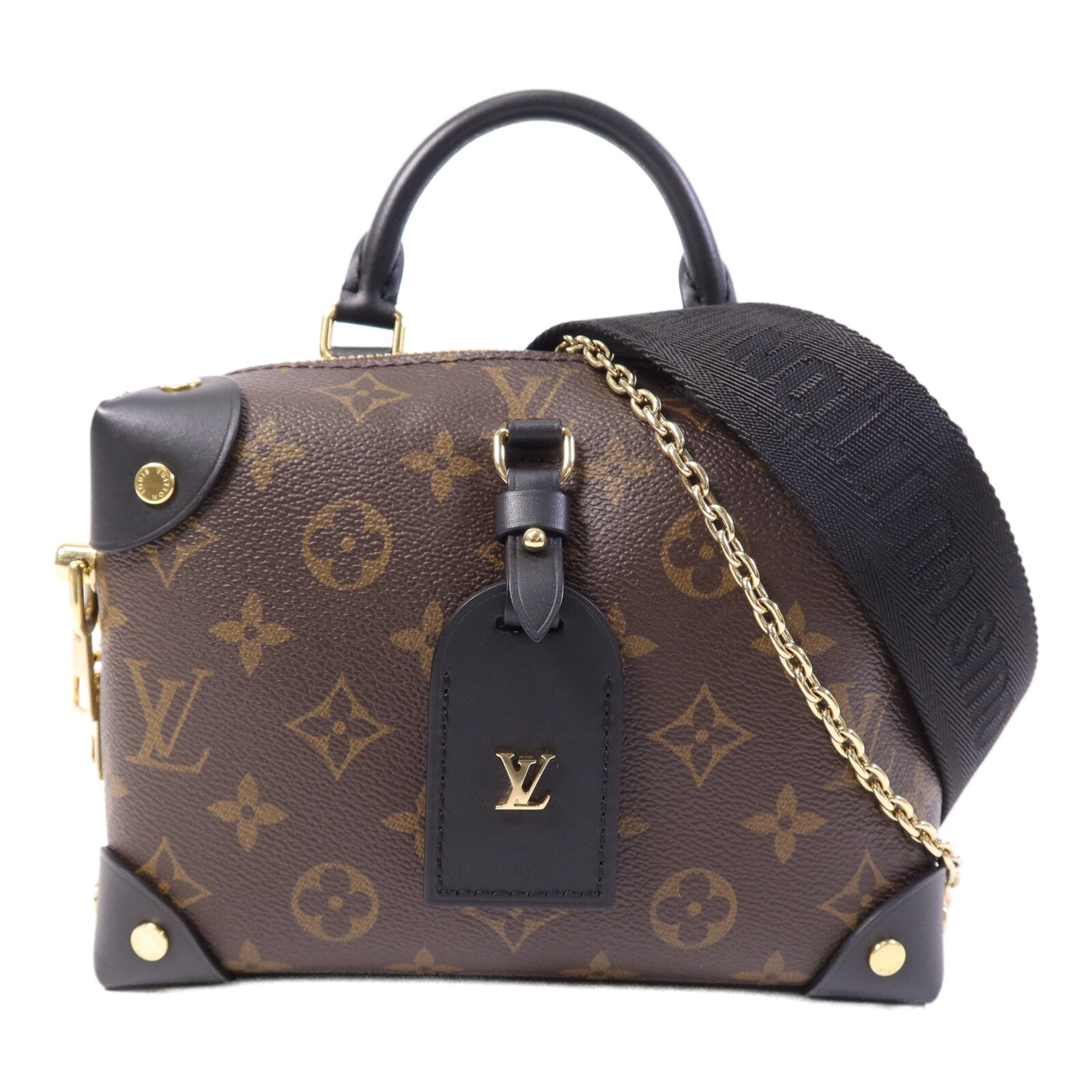 LOUIS VUITTON Monogram Petite Malle Souple金扣手挽肩背兩用袋