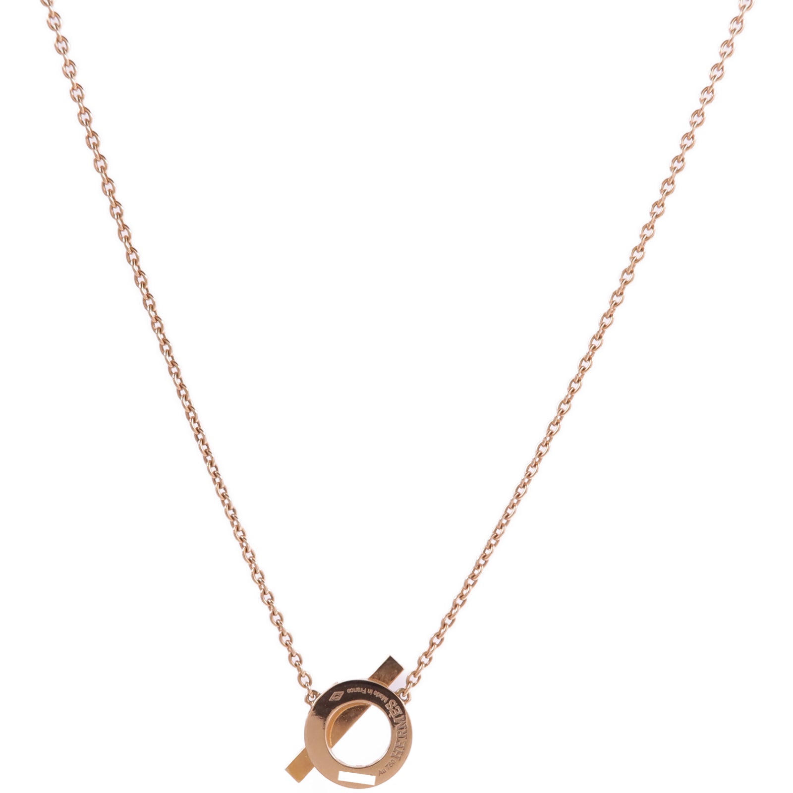 HERMES 18K玫瑰金Finesse Pendant鑽石項鍊