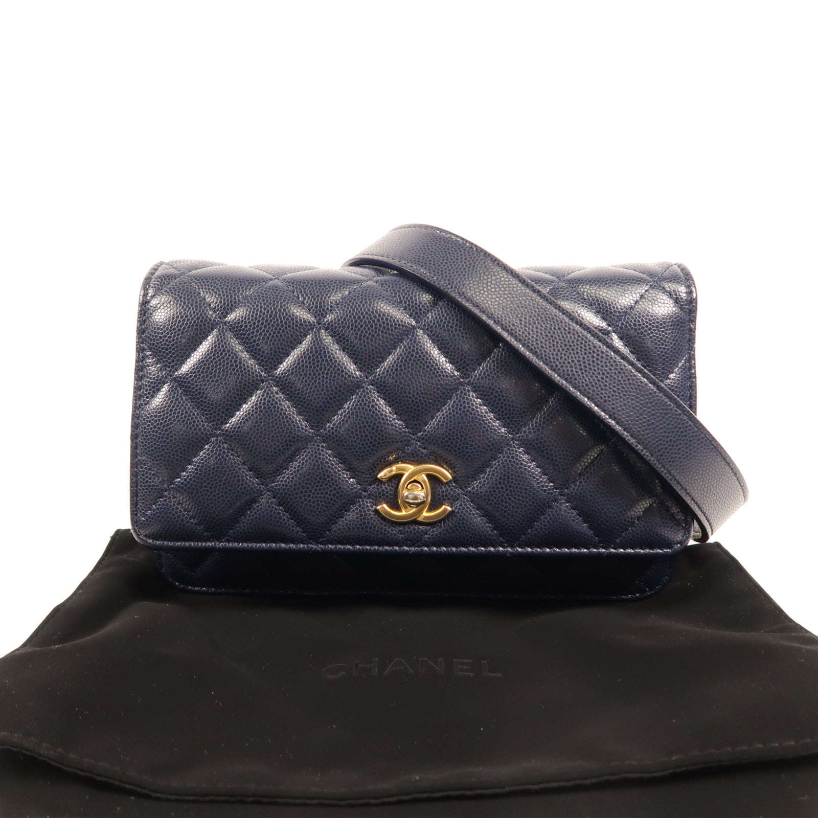 CHANEL 牛皮皮革WOC Wallet On Chain金扣鏈帶肩背袋
