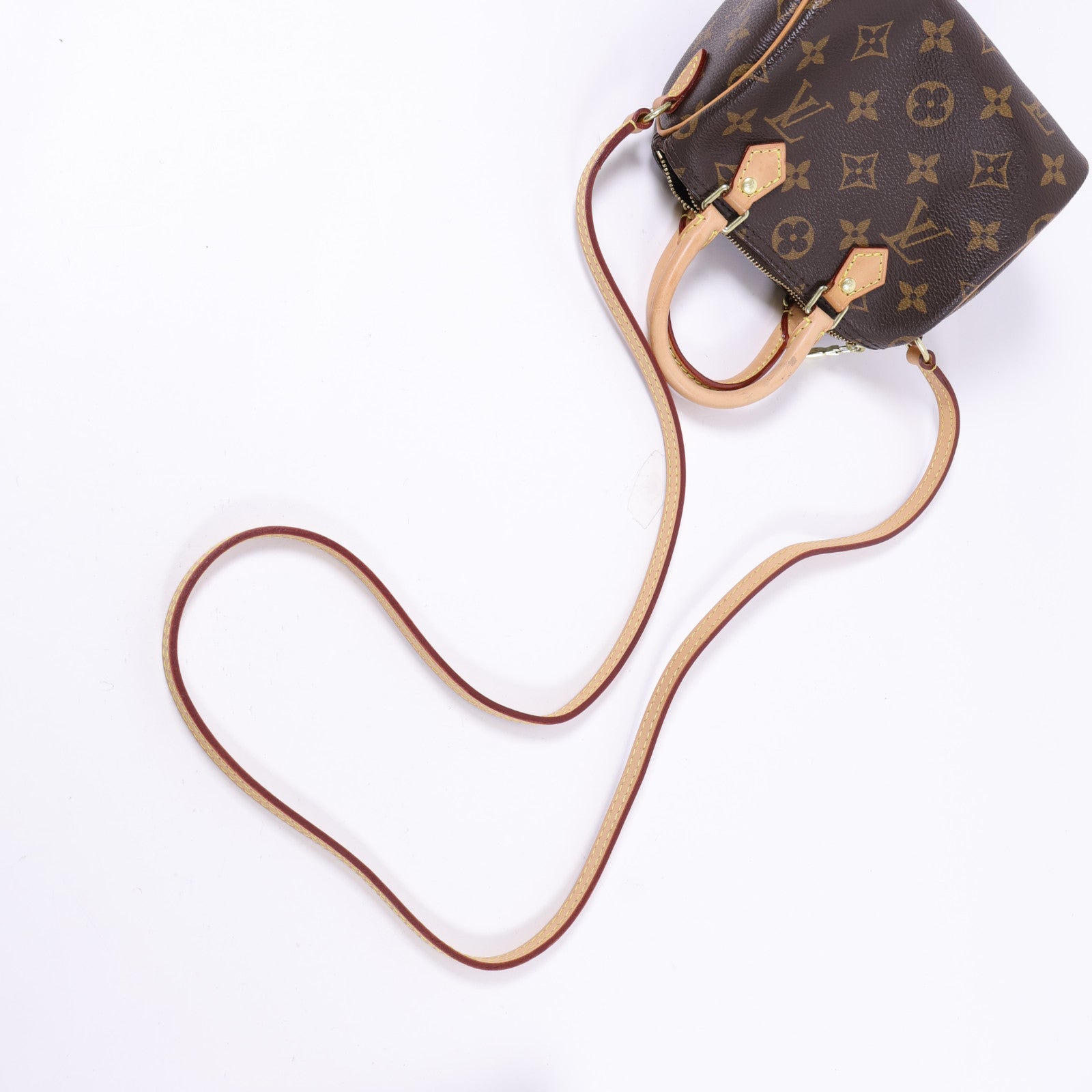 LOUIS VUITTON Monogram Nano Speedy金扣手挽肩背兩用袋棕色