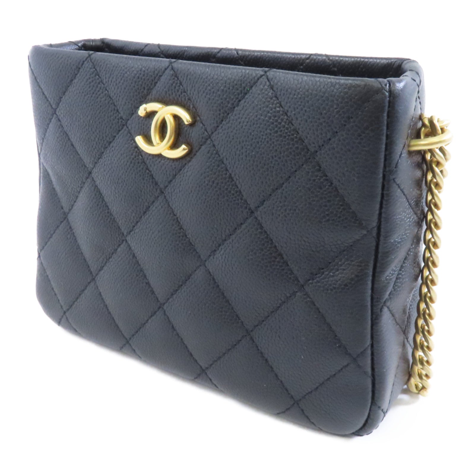 CHANEL 【激減優惠】菱格Caviar皮革Chain Shoulder Bag金扣鏈帶肩背袋黑色