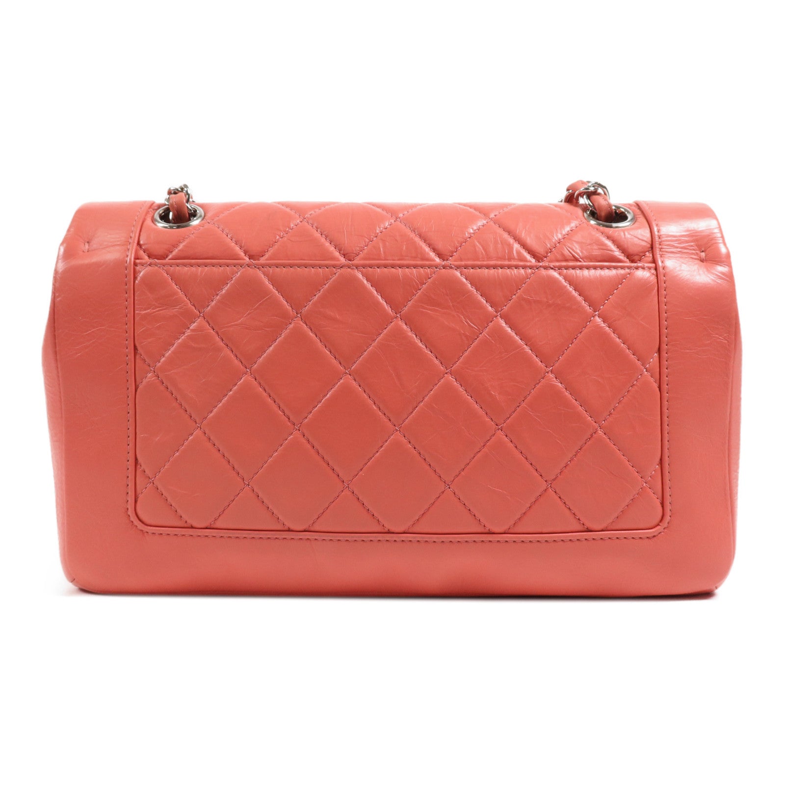 CHANEL 牛皮皮革Chain Shoulder銀扣鏈帶肩背袋