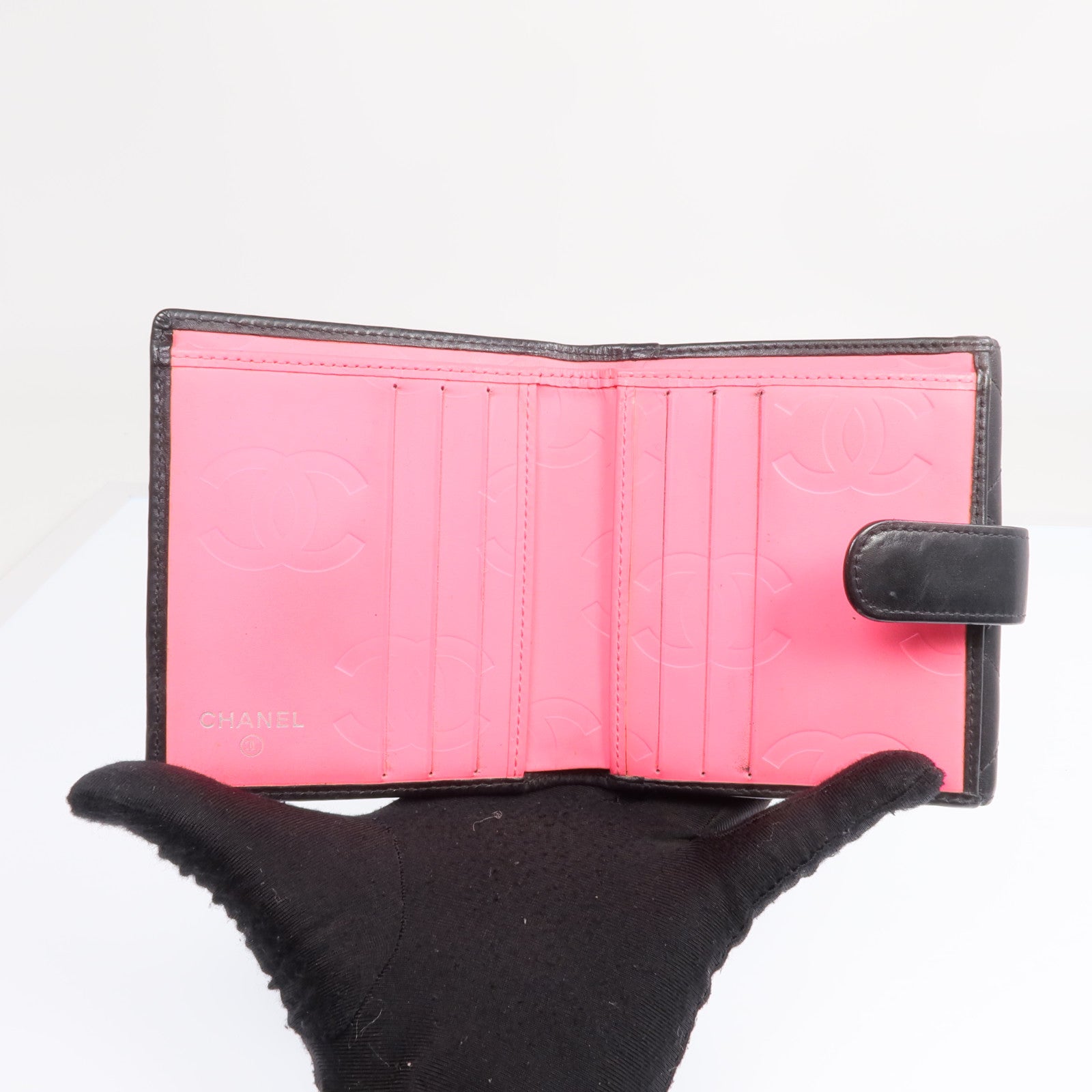 CHANEL 牛皮皮革Cambon Wallet銀扣錢包