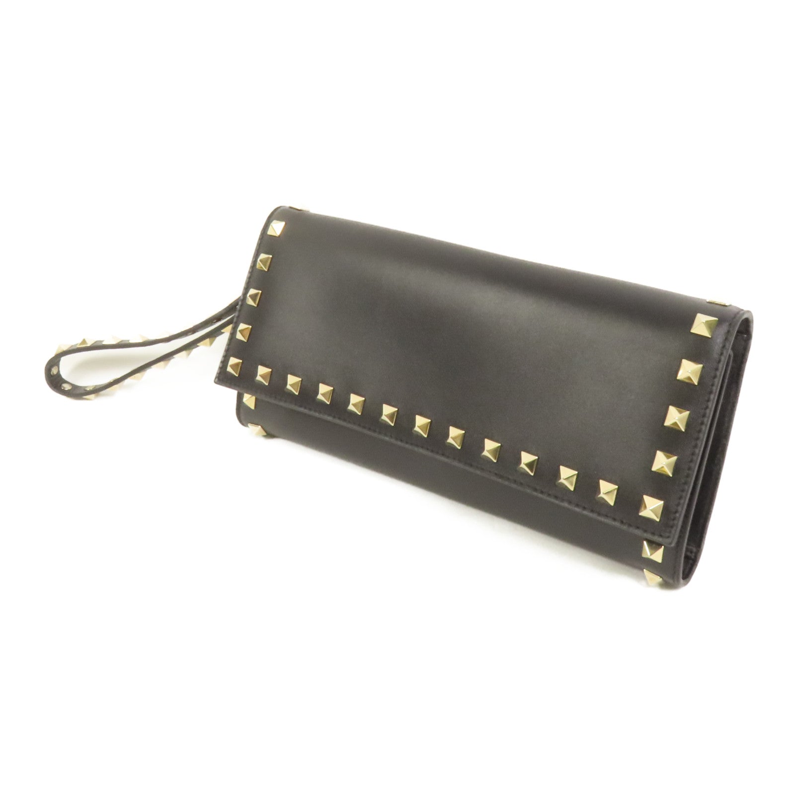 Valentino 【激減優惠】牛皮皮革Rockstud Clutch金扣長錢包