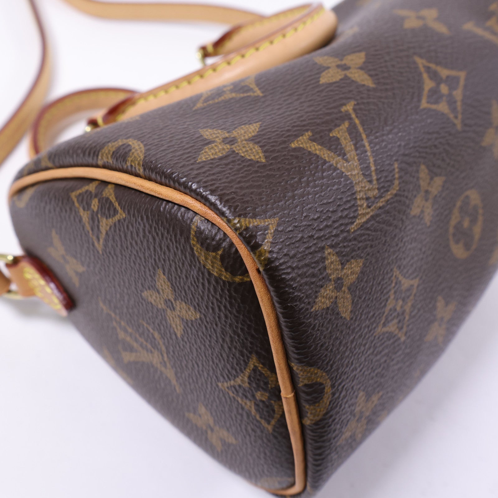 LOUIS VUITTON Monogram Nano Speedy金扣手挽肩背兩用袋棕色