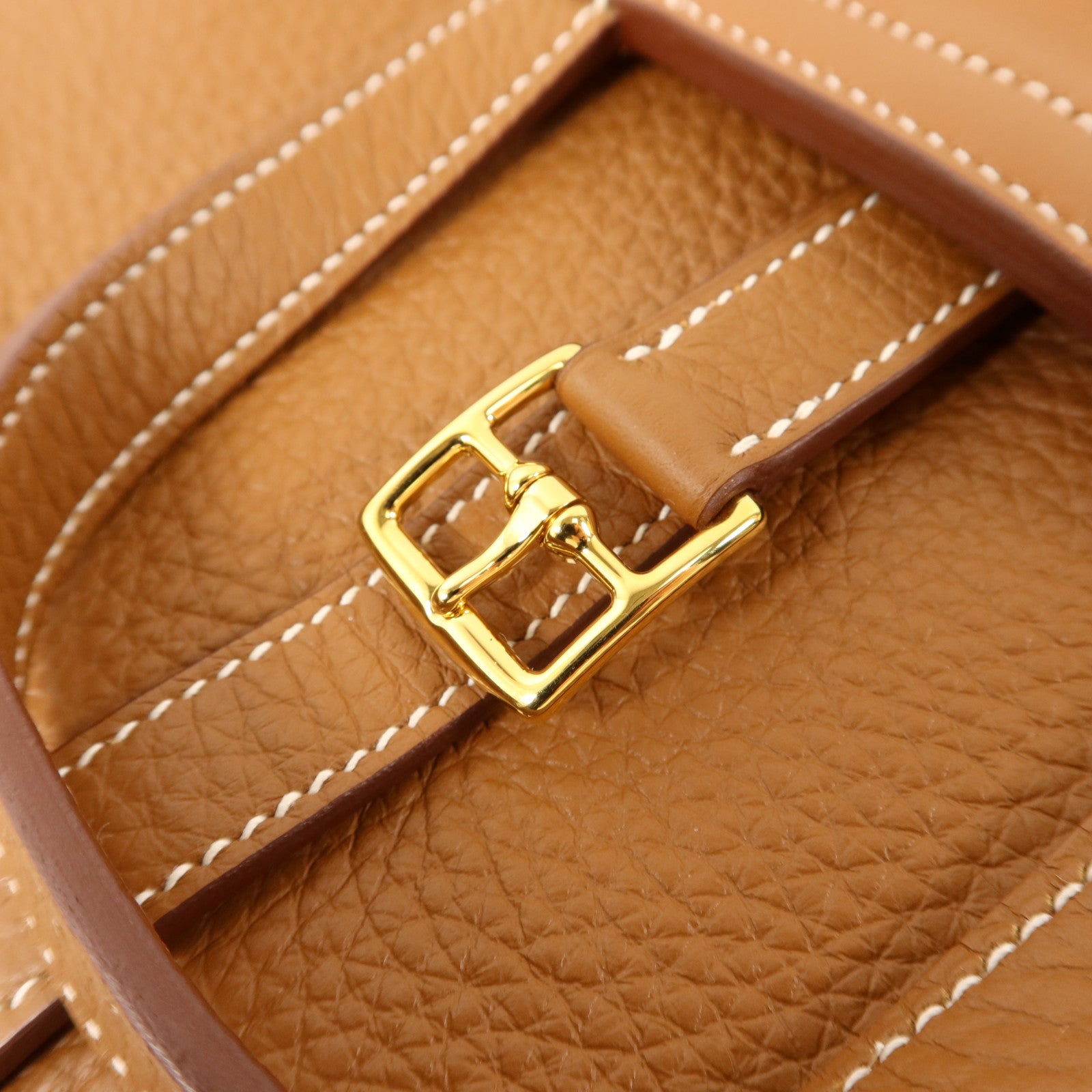 HERMES Clemence皮革Halzan 25金扣手挽肩背兩用袋Gold