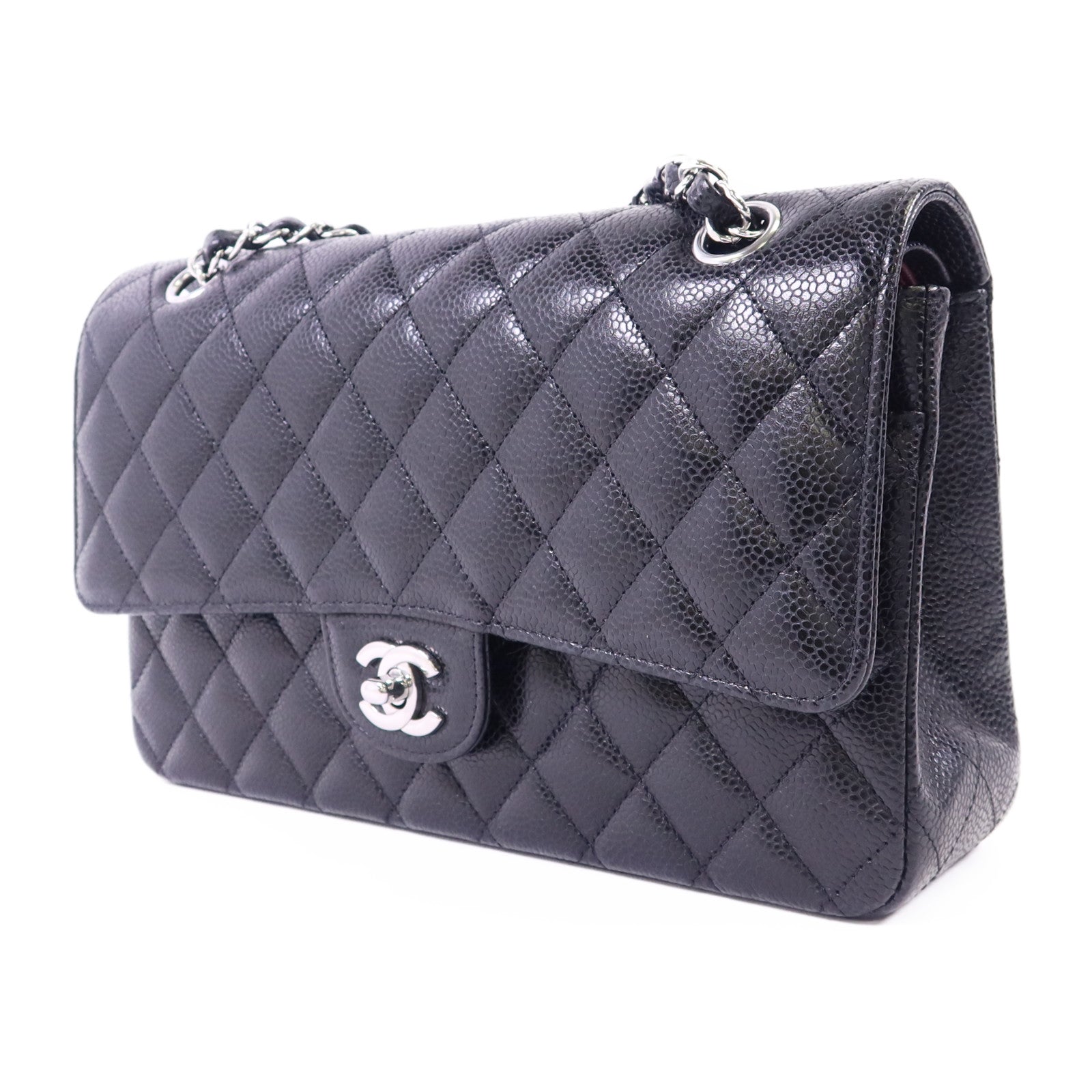 CHANEL 牛皮皮革Classic 25銀扣鏈帶肩背袋