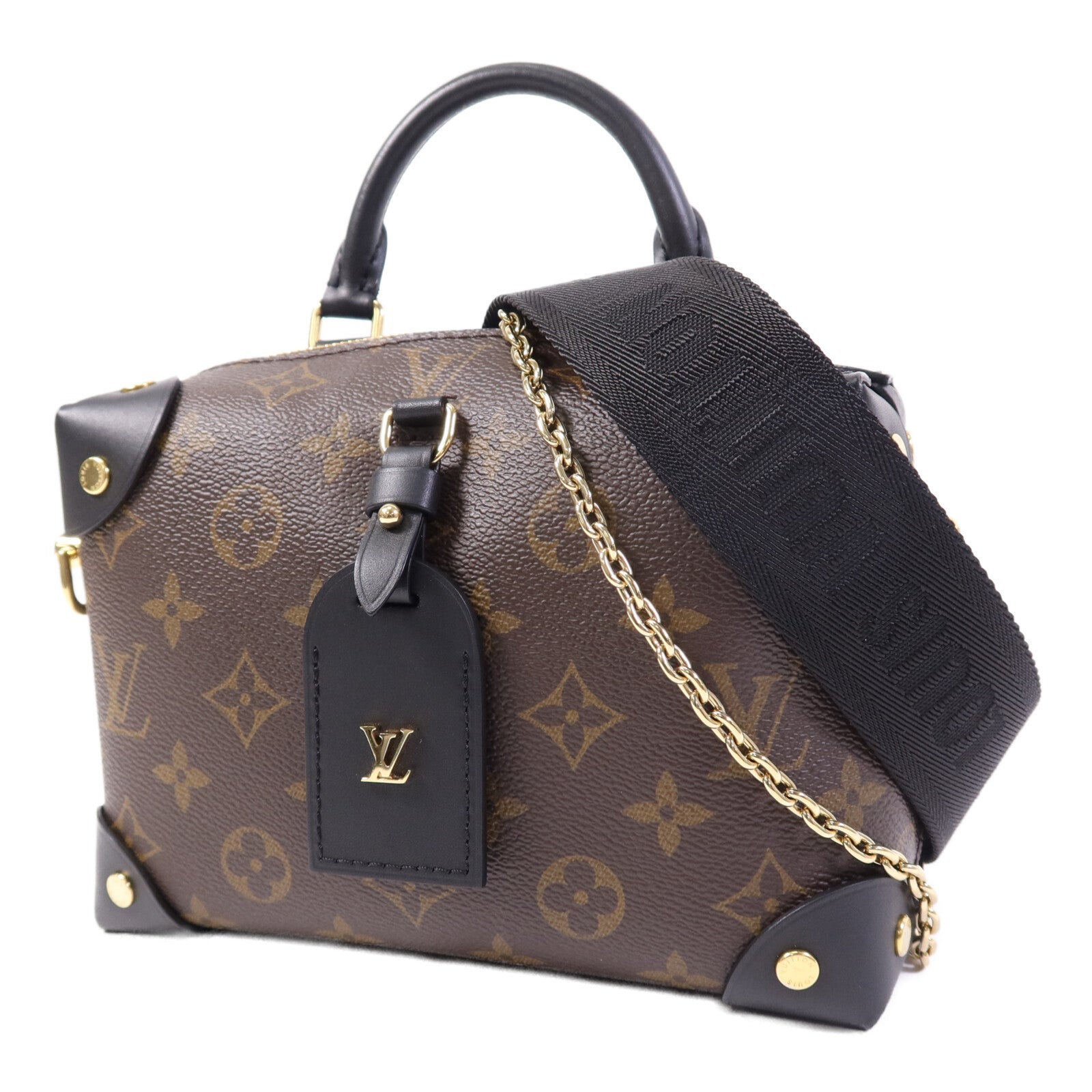 LOUIS VUITTON Monogram Petite Malle Souple金扣手挽肩背兩用袋