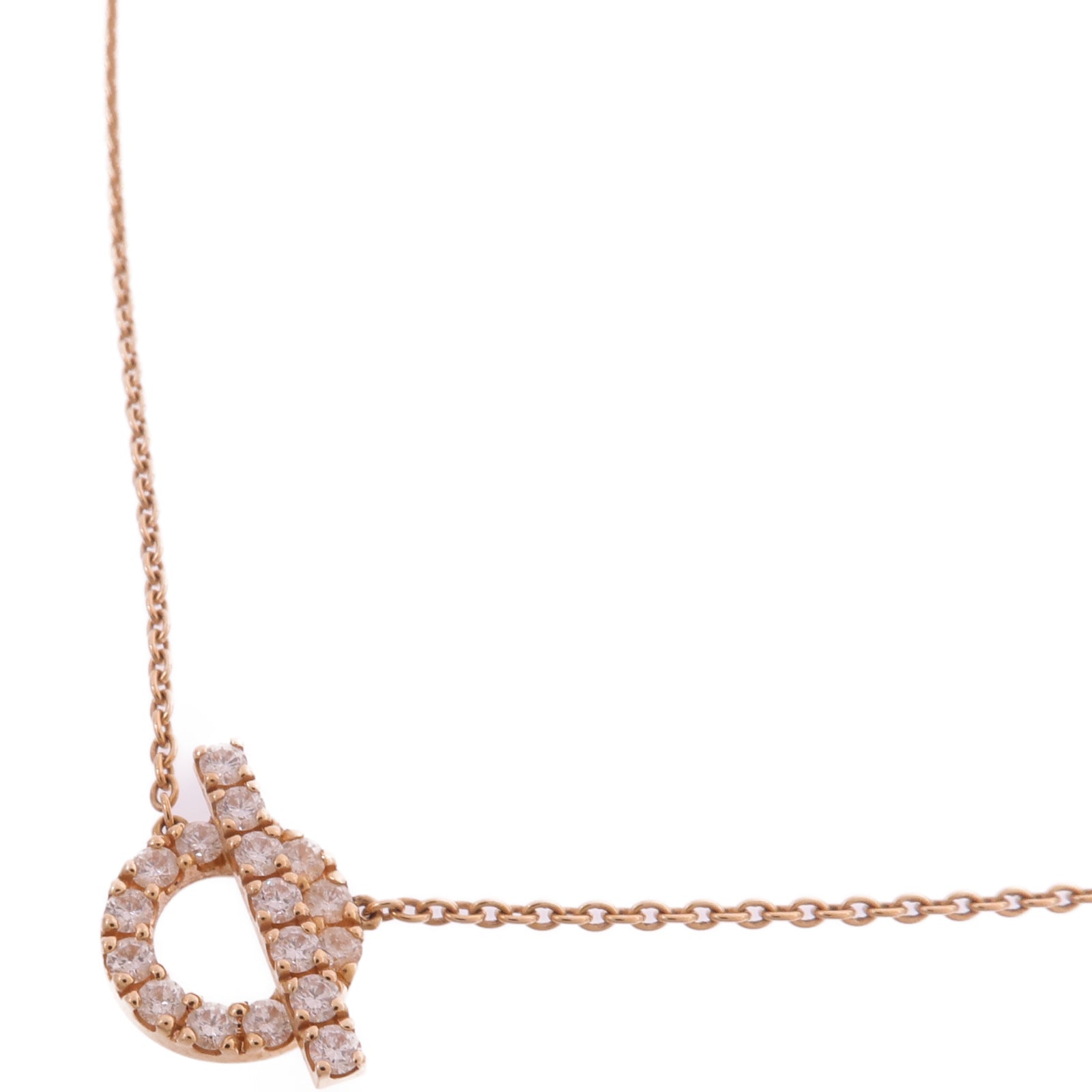 HERMES 18K玫瑰金Finesse Pendant鑽石項鍊