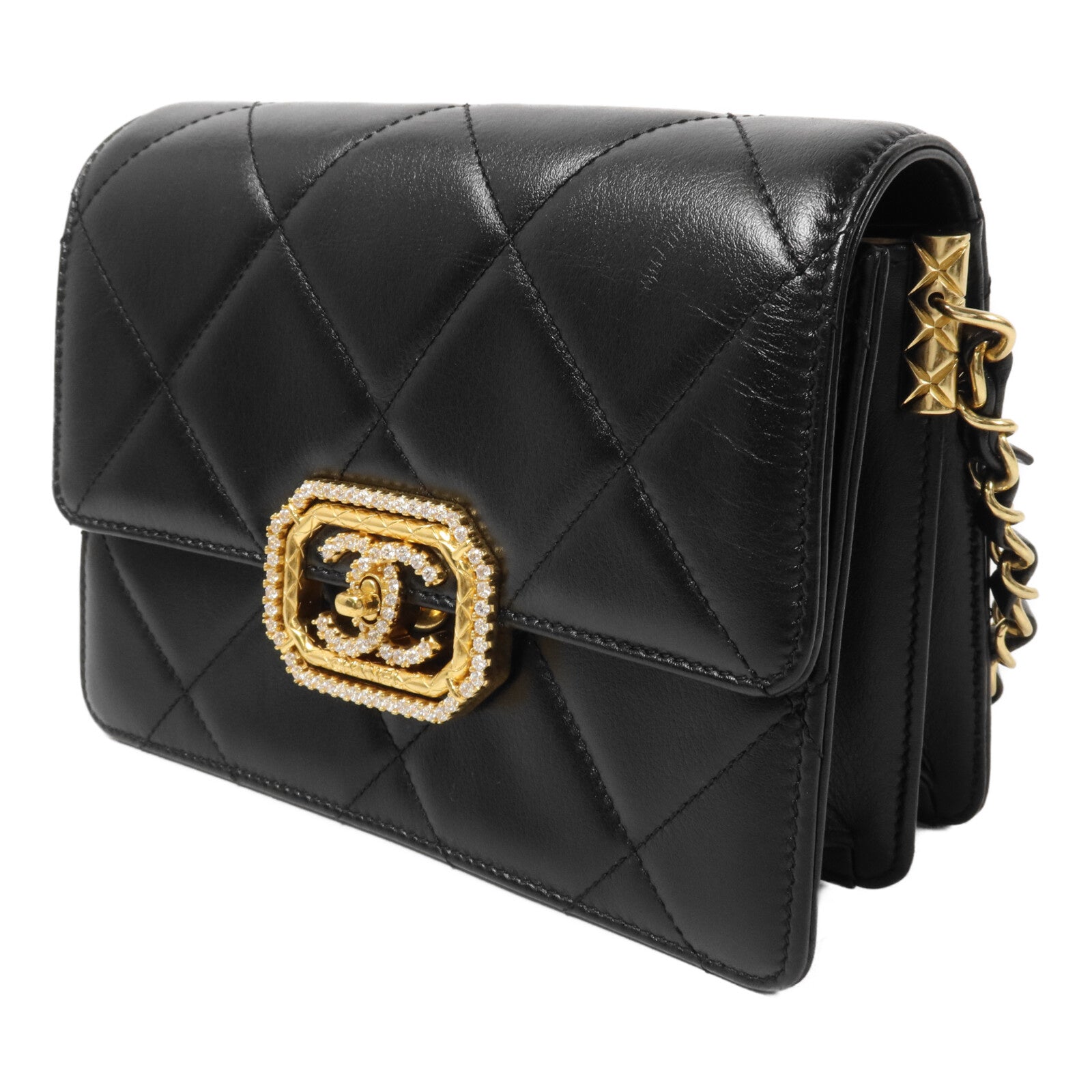 CHANEL 羊皮皮革Octagonal Buckle Mini Flap Bag鏈帶肩背袋