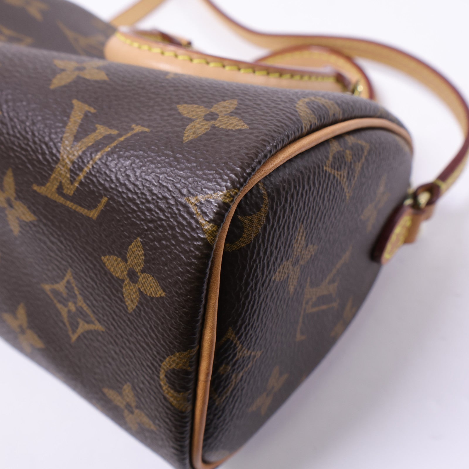 LOUIS VUITTON Monogram Nano Speedy金扣手挽肩背兩用袋棕色
