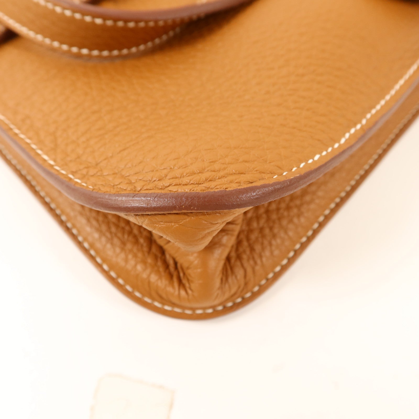 HERMES Clemence皮革Halzan 25金扣手挽肩背兩用袋Gold