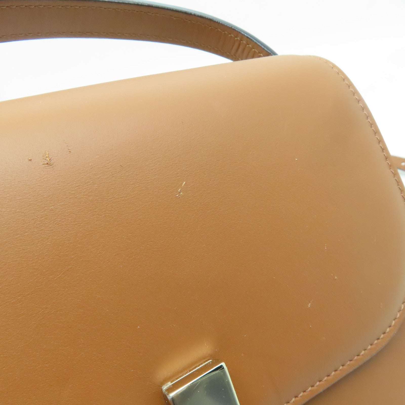 Valextra 【激減優惠】牛皮皮革Iside Crossbody 2Way Shoulder Bag金扣手挽肩背兩用袋棕色