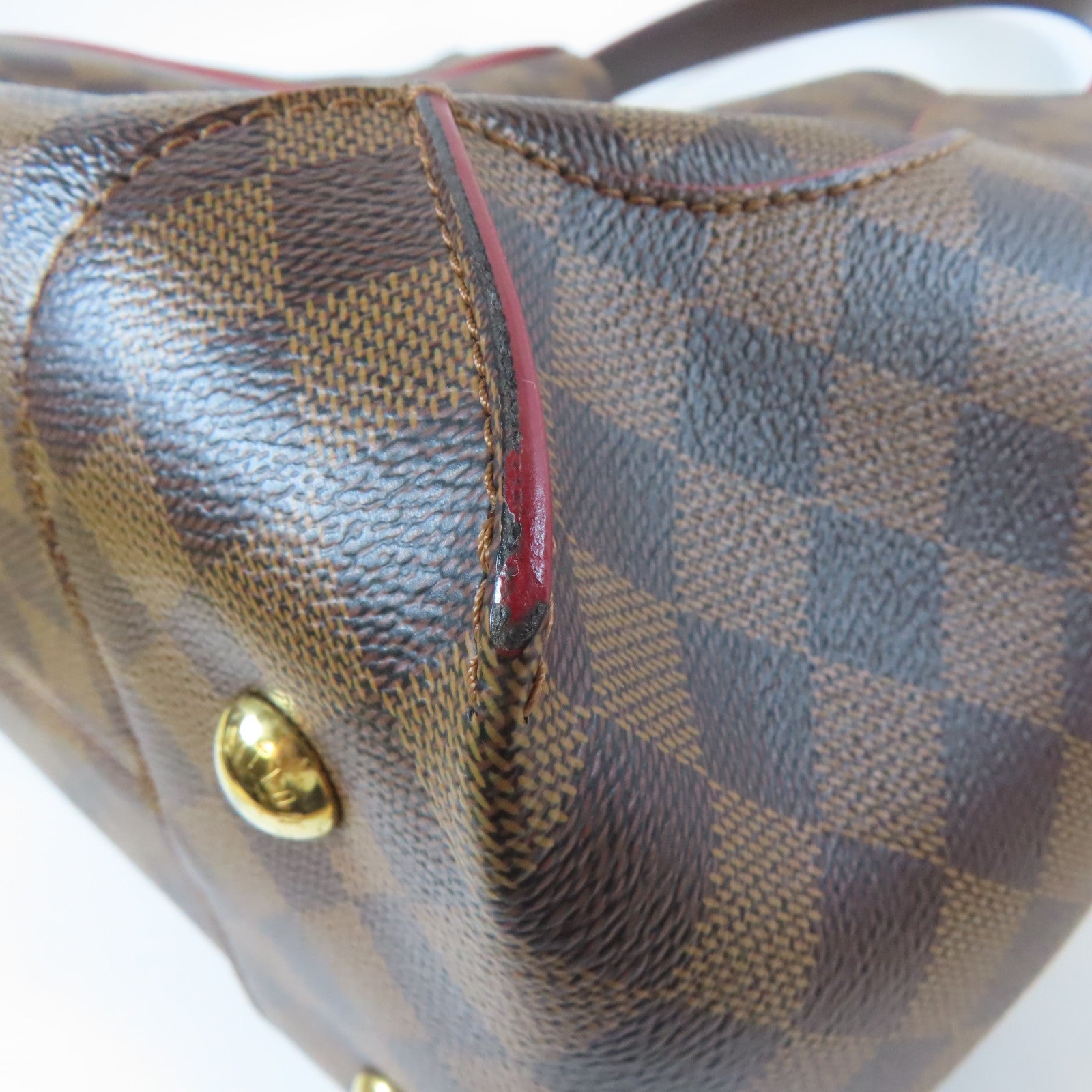LOUIS VUITTON Damier Caissa Hobo金扣肩背袋啡色
