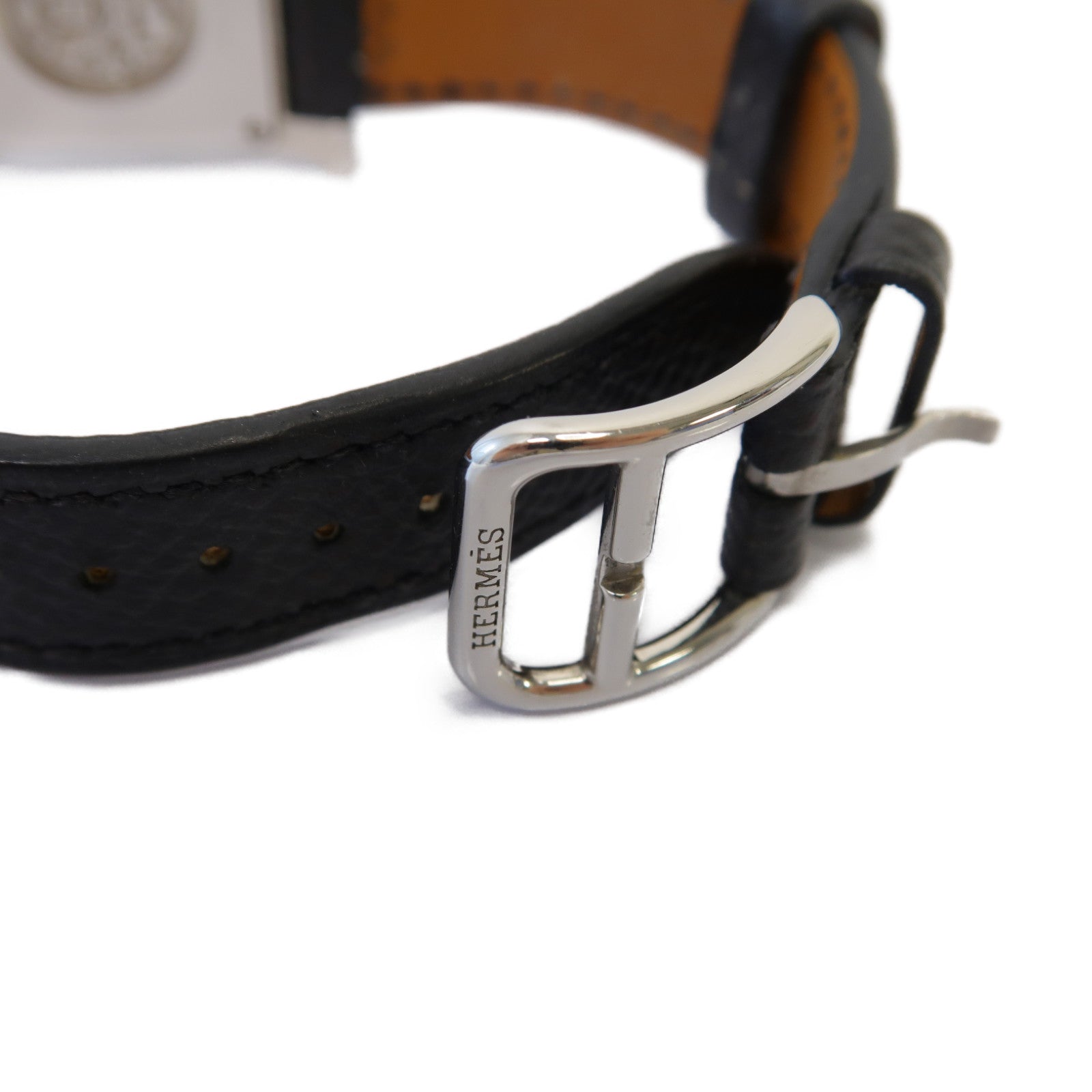 HERMES Heure H Watch 21mm不鏽鋼/Epsom皮革手錶石英機芯白色