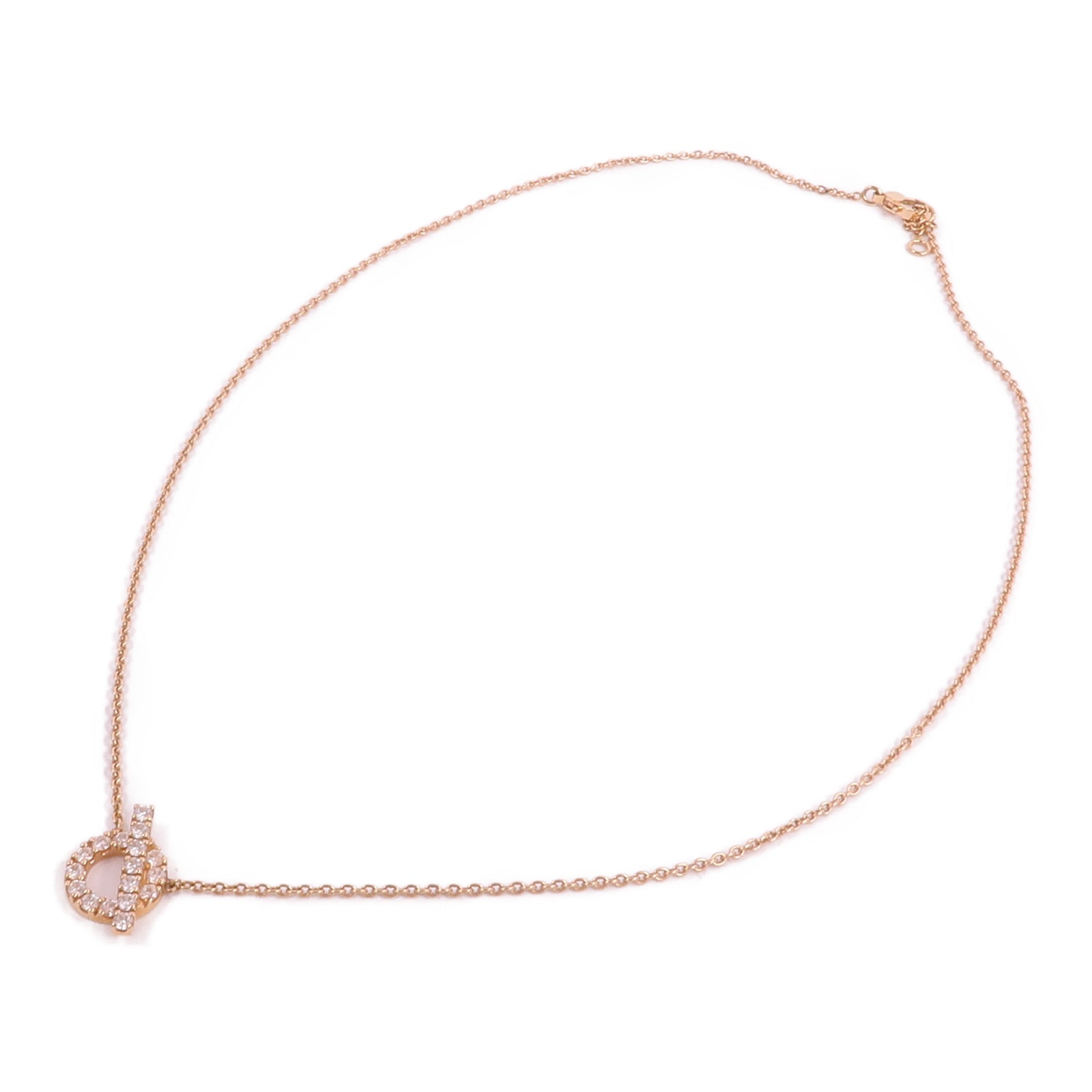 HERMES 18K玫瑰金Finesse Pendant鑽石項鍊