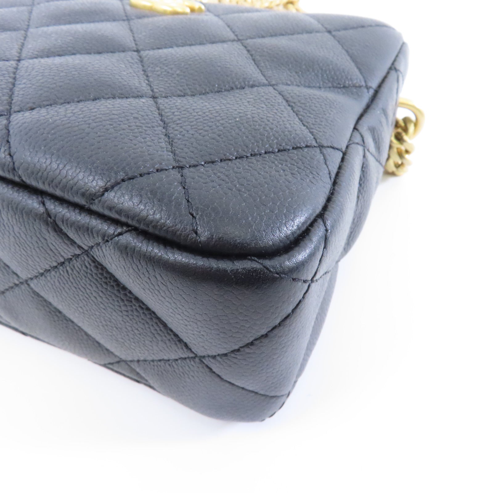 CHANEL 【激減優惠】菱格Caviar皮革Chain Shoulder Bag金扣鏈帶肩背袋黑色