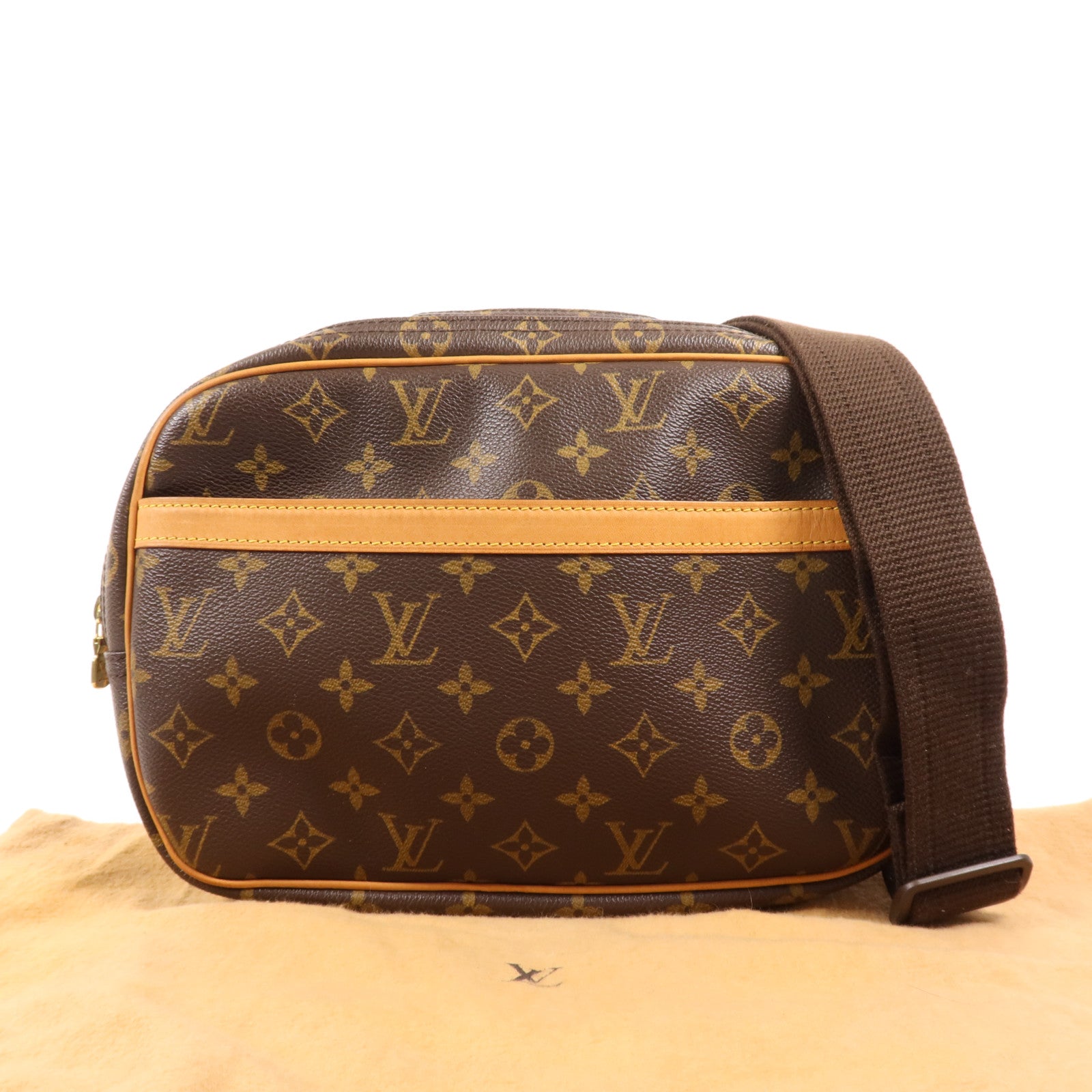 LOUIS VUITTON Monogram Reporter PM金扣肩背袋