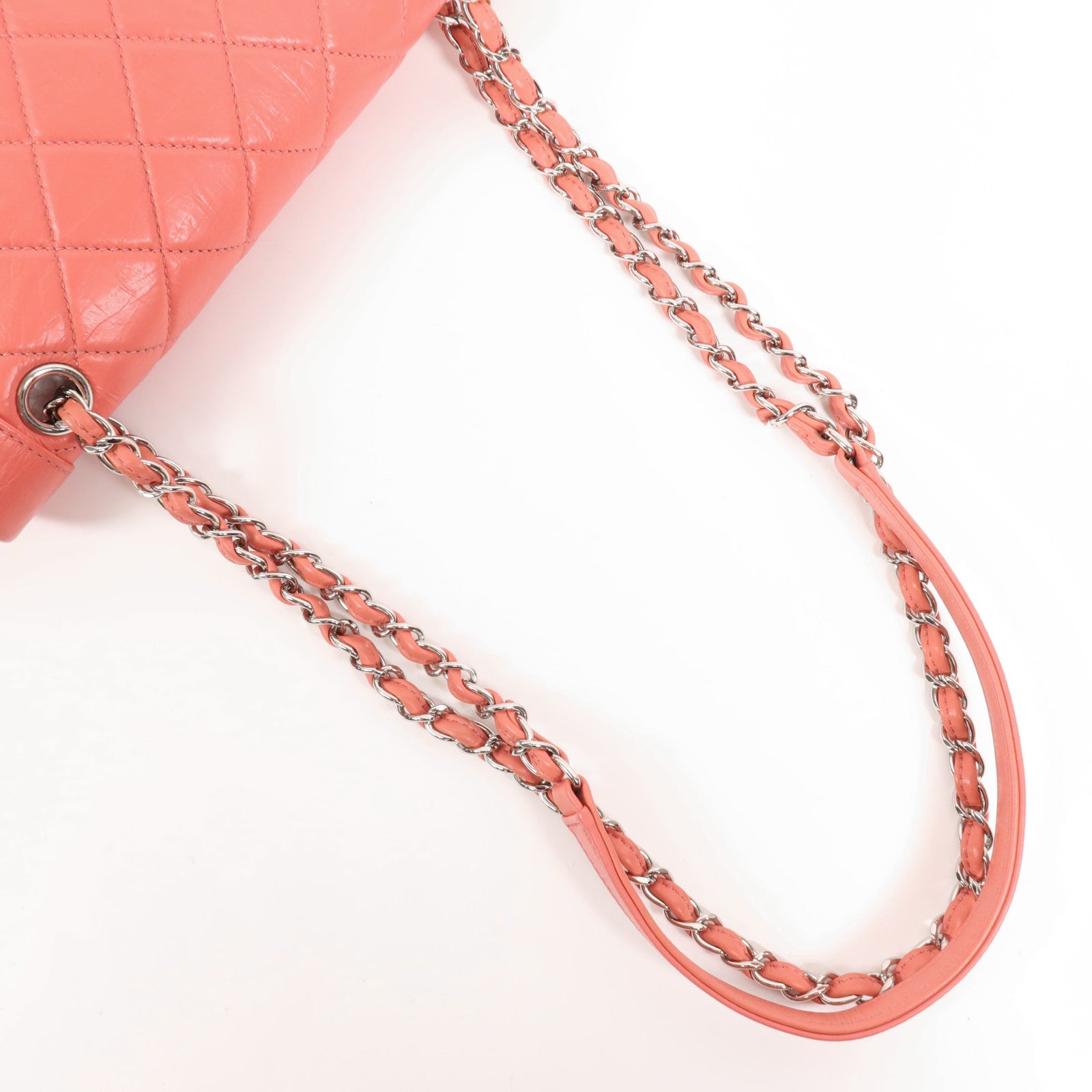 CHANEL 牛皮皮革Chain Shoulder銀扣鏈帶肩背袋