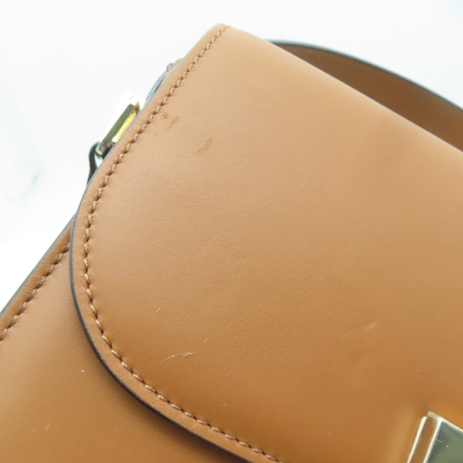 Valextra 【激減優惠】牛皮皮革Iside Crossbody 2Way Shoulder Bag金扣手挽肩背兩用袋棕色