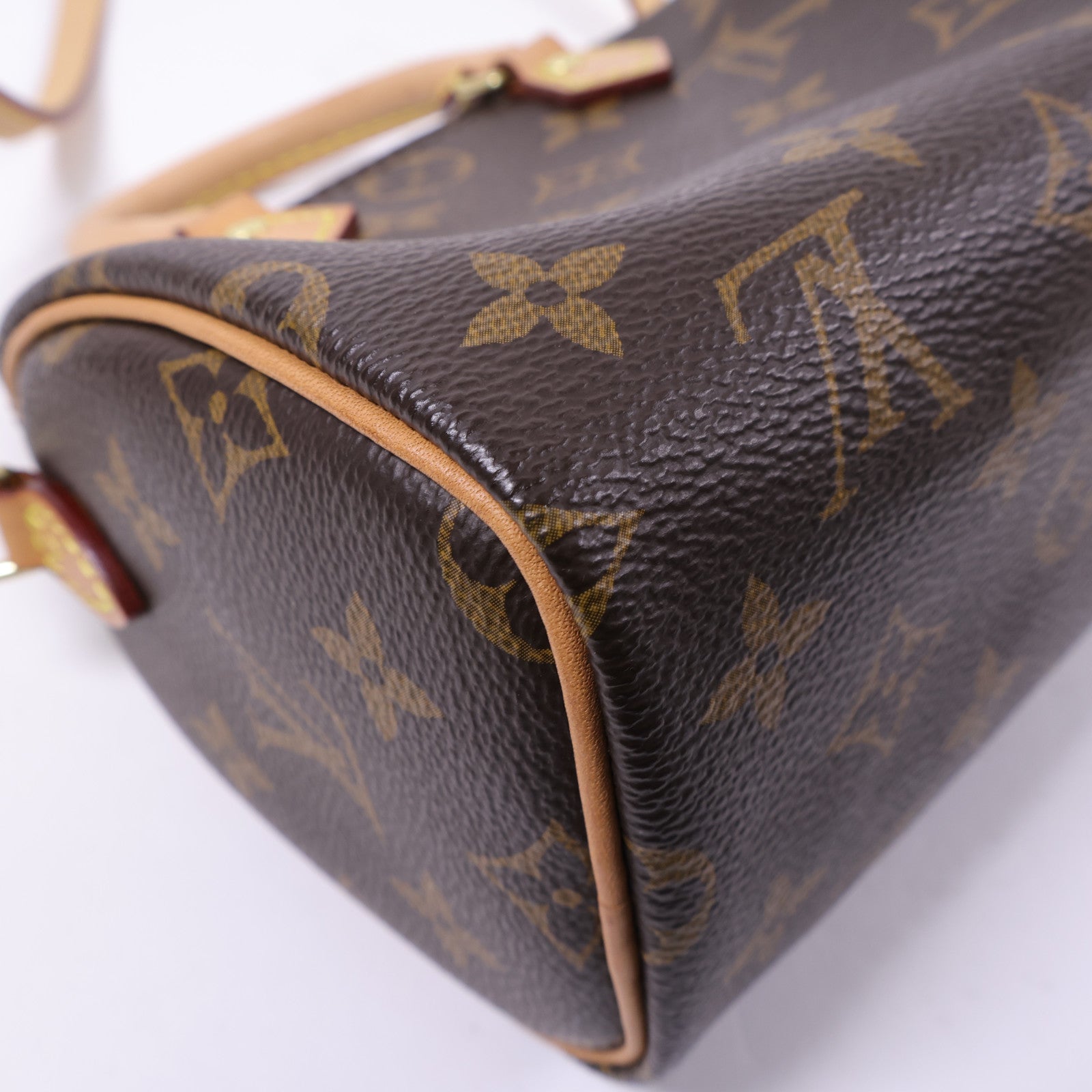LOUIS VUITTON Monogram Nano Speedy金扣手挽肩背兩用袋棕色