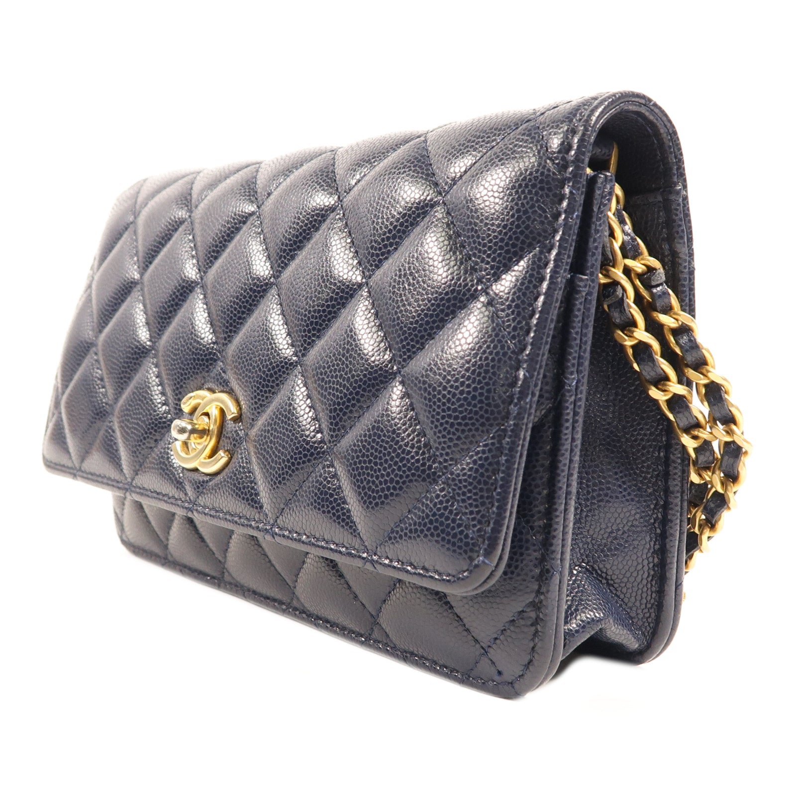 CHANEL 牛皮皮革WOC Wallet On Chain金扣鏈帶肩背袋