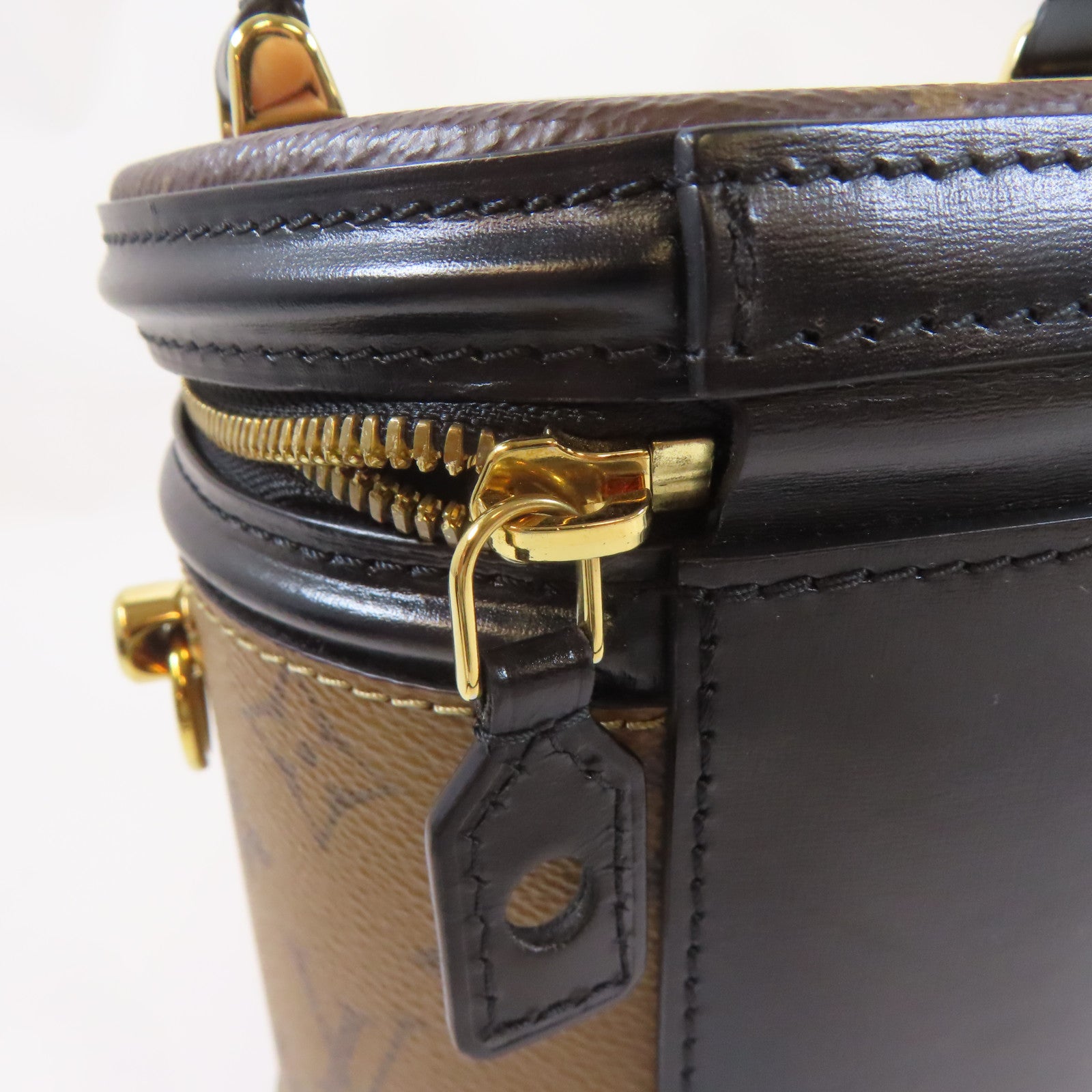 LOUIS VUITTON Monogram Reverse Cannes金扣手挽肩背兩用袋啡色