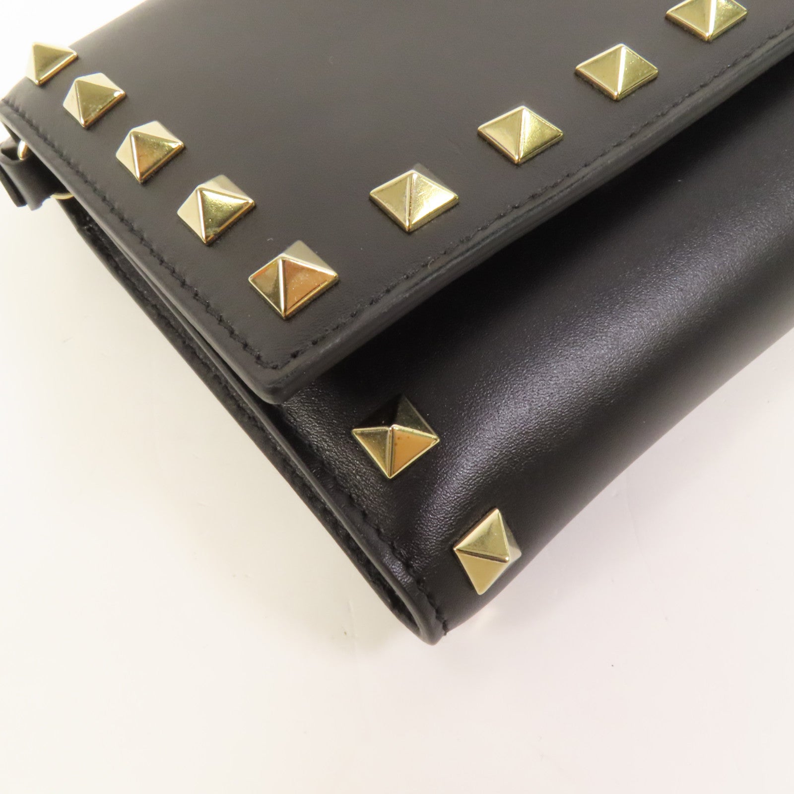 Valentino 【激減優惠】牛皮皮革Rockstud Clutch金扣長錢包