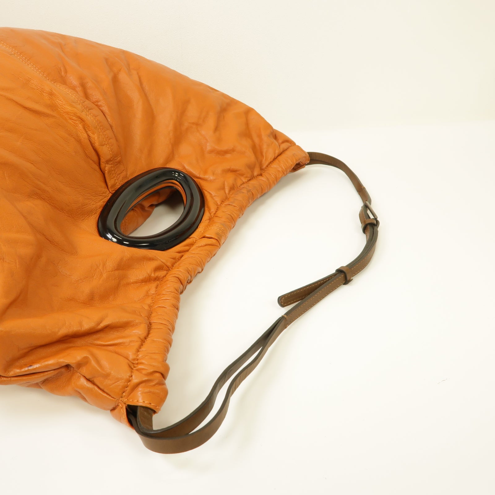 MARNI 皮革Marni Shoulder Bag銀扣肩背袋橙色