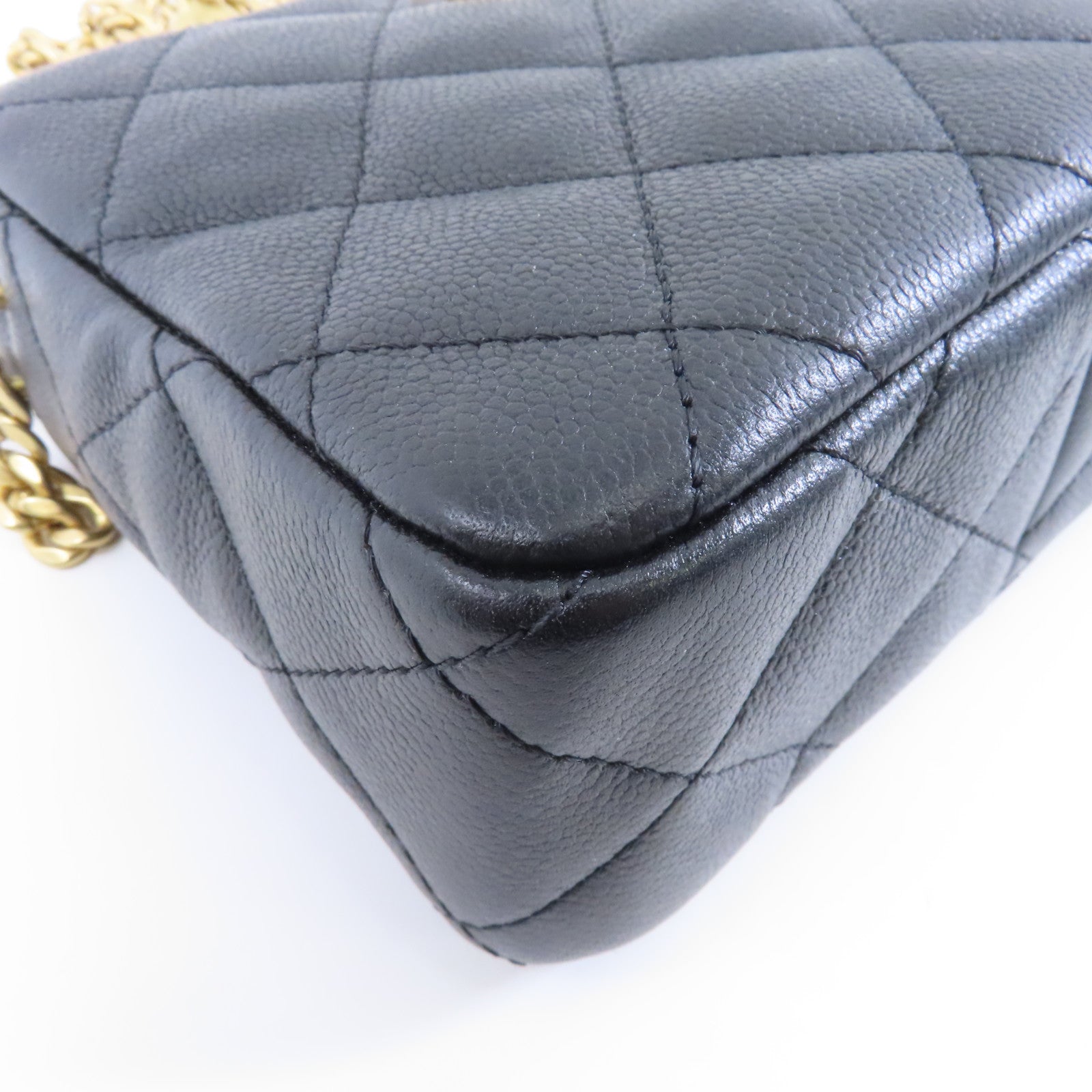 CHANEL 【激減優惠】菱格Caviar皮革Chain Shoulder Bag金扣鏈帶肩背袋黑色
