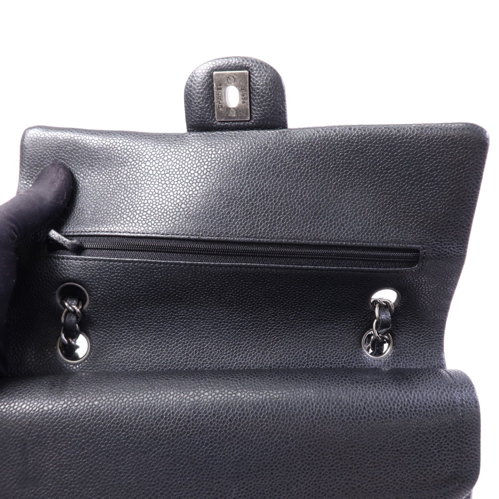 CHANEL 牛皮皮革Classic 25銀扣鏈帶肩背袋