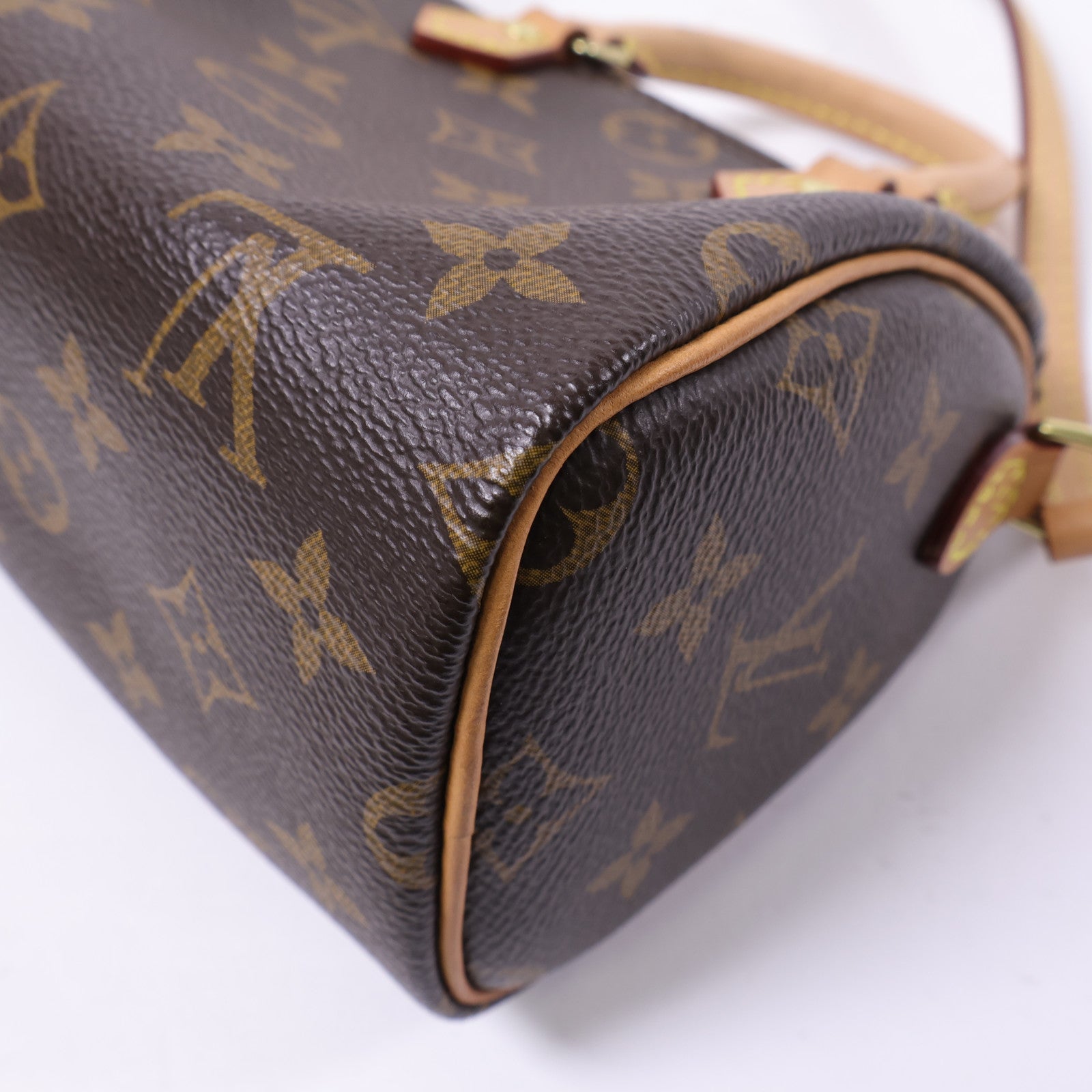 LOUIS VUITTON Monogram Nano Speedy金扣手挽肩背兩用袋棕色