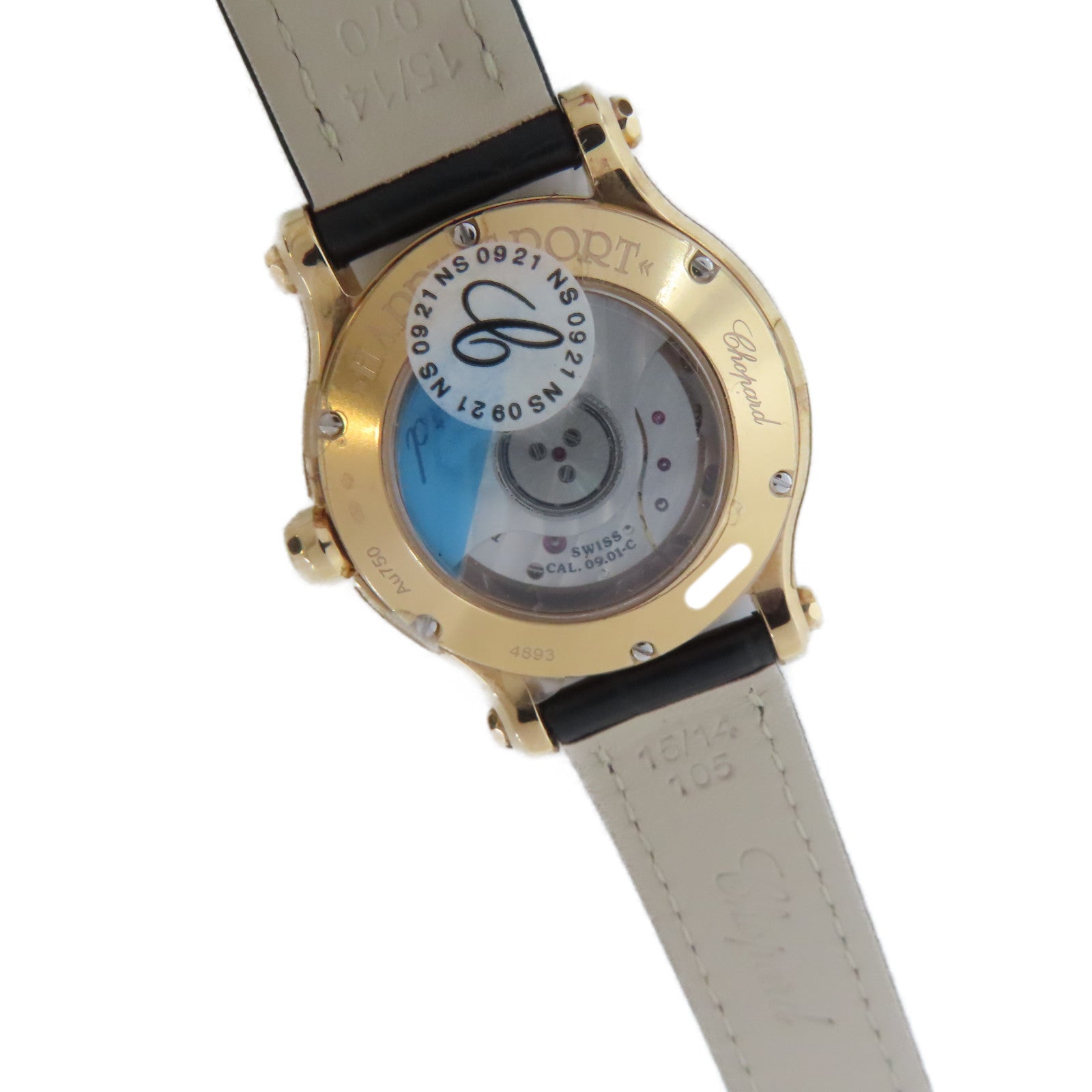 Chopard Happy Sport 18K玫瑰金/皮革帶手錶自動機芯白色