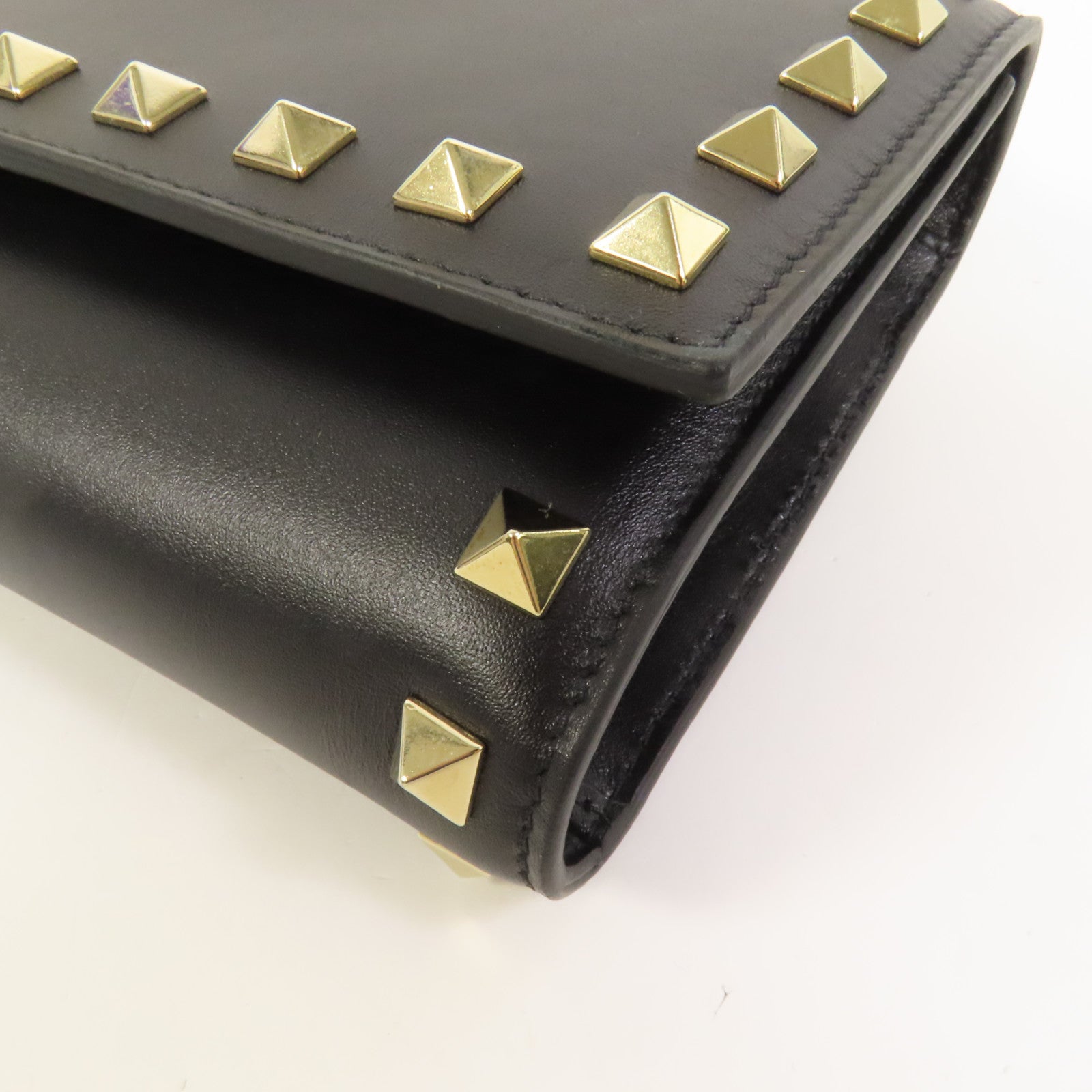 Valentino 【激減優惠】牛皮皮革Rockstud Clutch金扣長錢包
