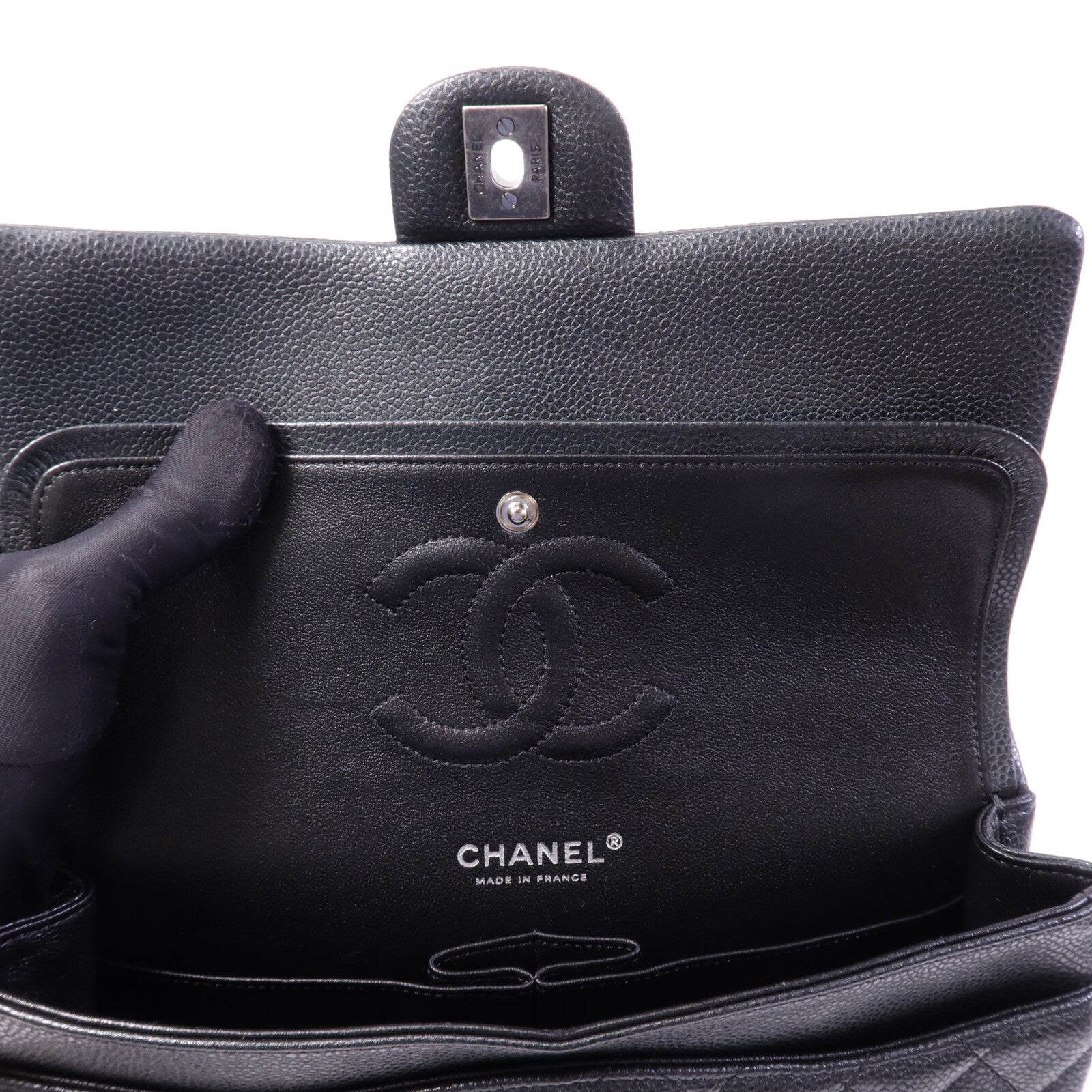 CHANEL 牛皮皮革Classic 25銀扣鏈帶肩背袋
