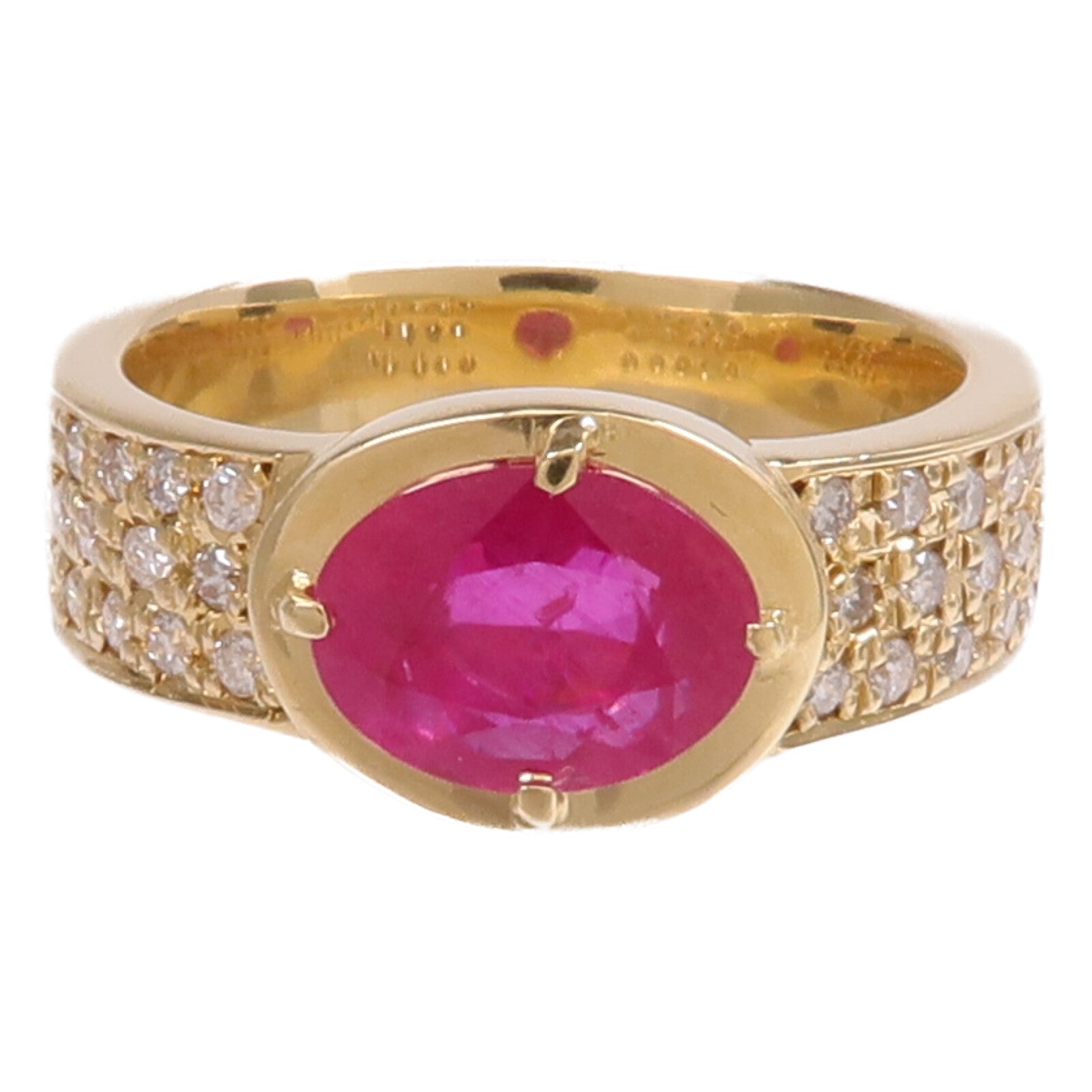 JEWELRY 18K黃金Ruby Diamond Ring紅寶石/鑽石戒指US#5.5
